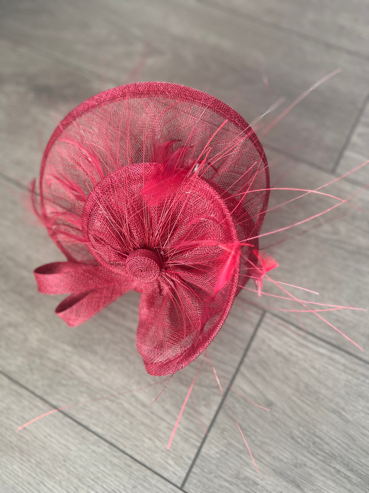 Pleated Burgundy Headband Fascinator with Wispy Feathers-Fascinators Direct
