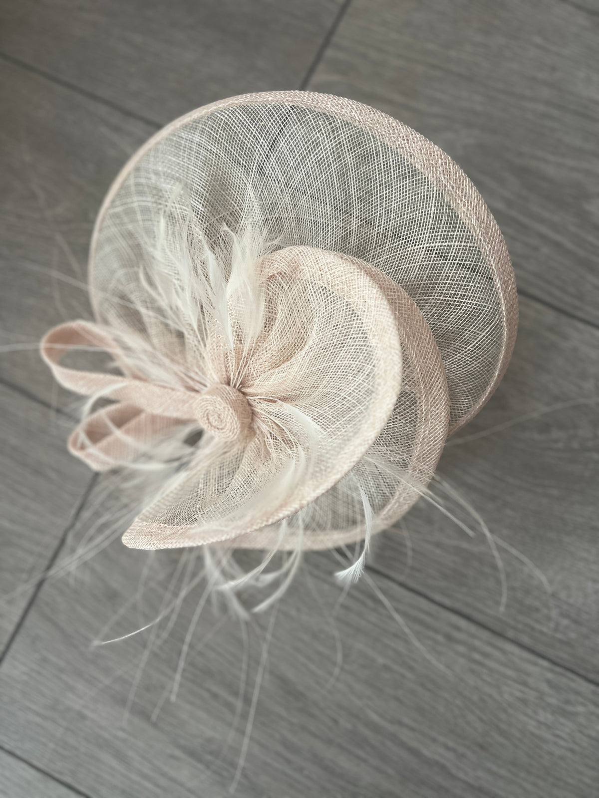 Pleated Chalk Headband Fascinator with Wispy Feathers-Fascinators Direct