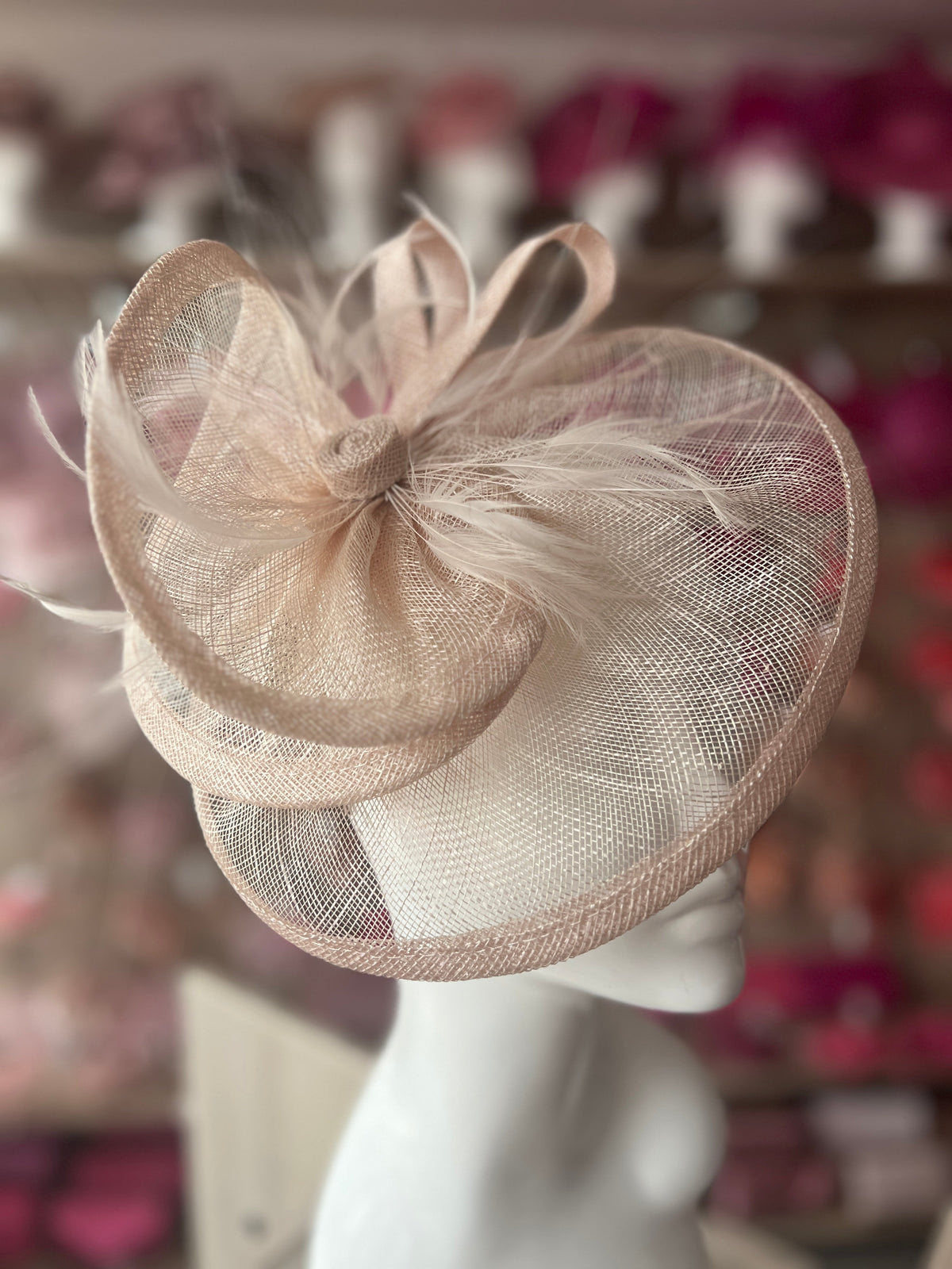 Pleated Chalk Headband Fascinator with Wispy Feathers-Fascinators Direct
