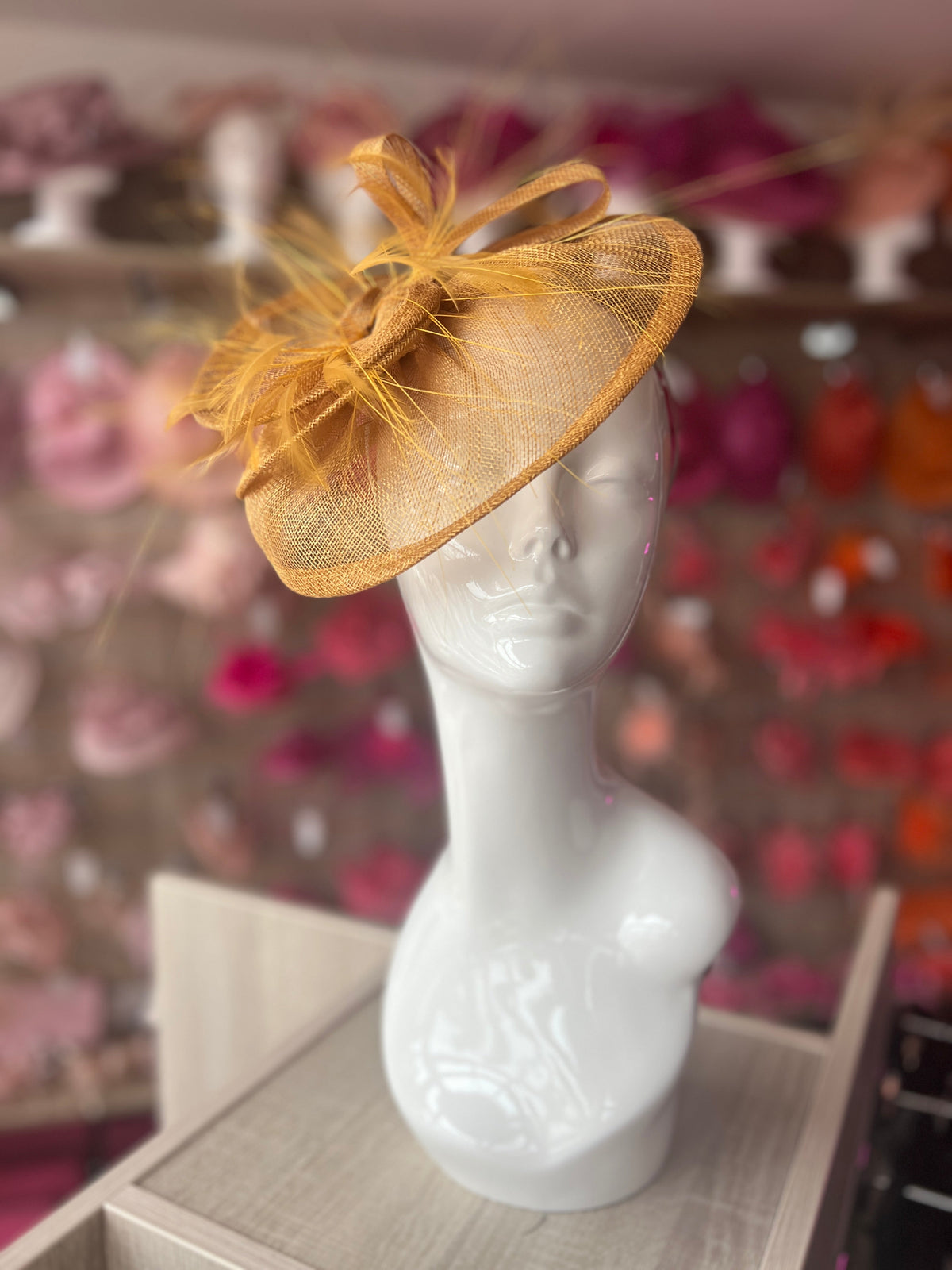 Pleated Gold Headband Fascinator with Wispy Feathers-Fascinators Direct