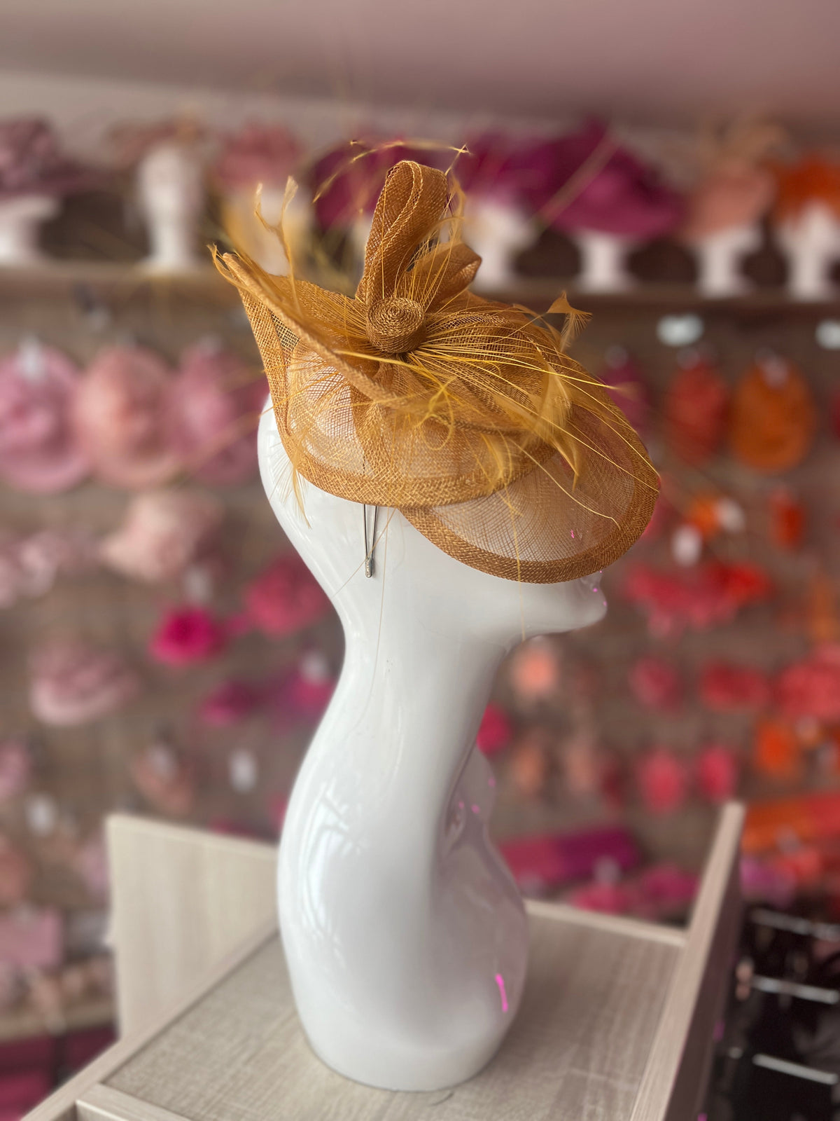 Pleated Gold Headband Fascinator with Wispy Feathers-Fascinators Direct