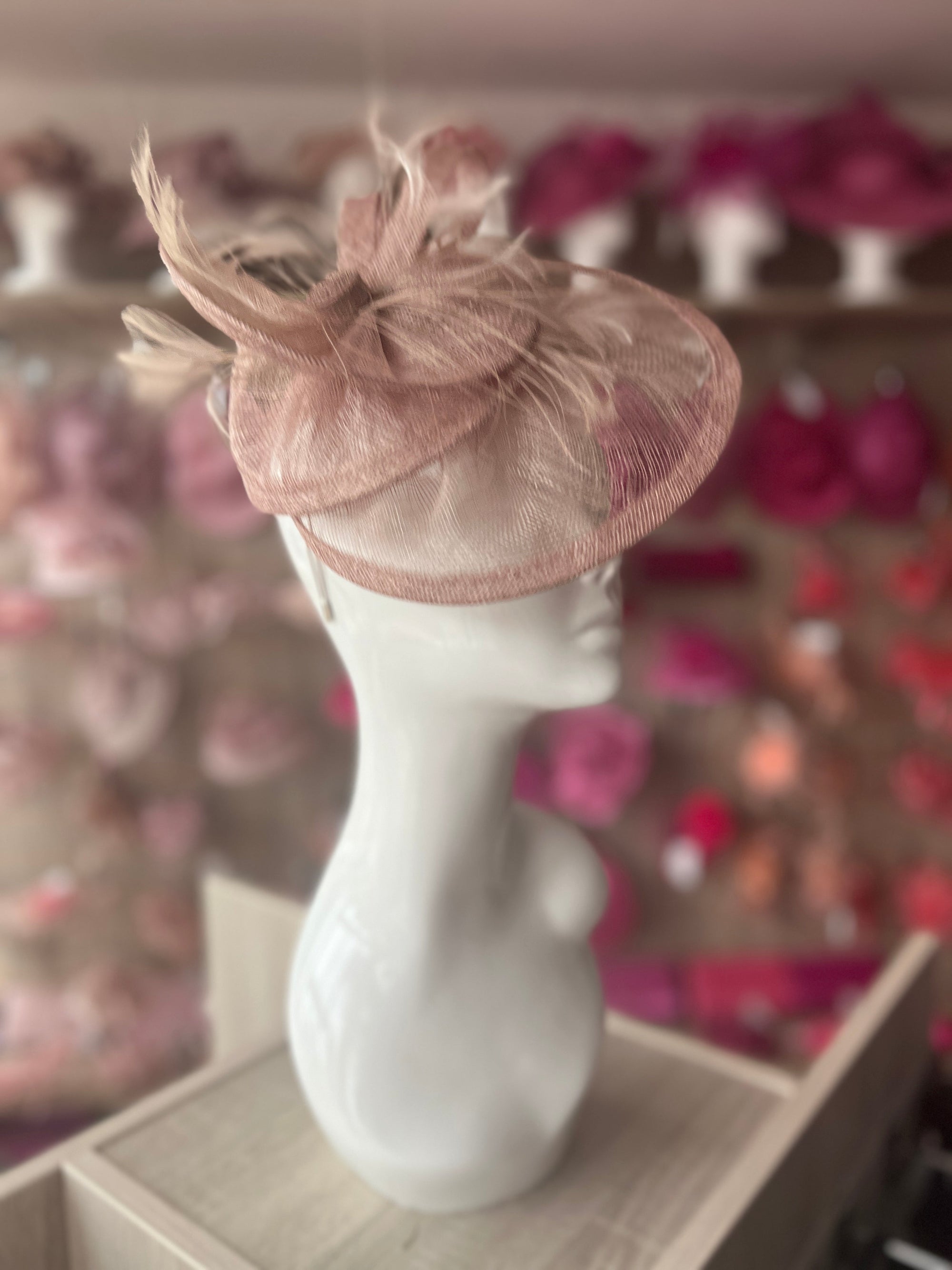 Pleated Latte Headband Fascinator with Wispy Feathers-Fascinators Direct