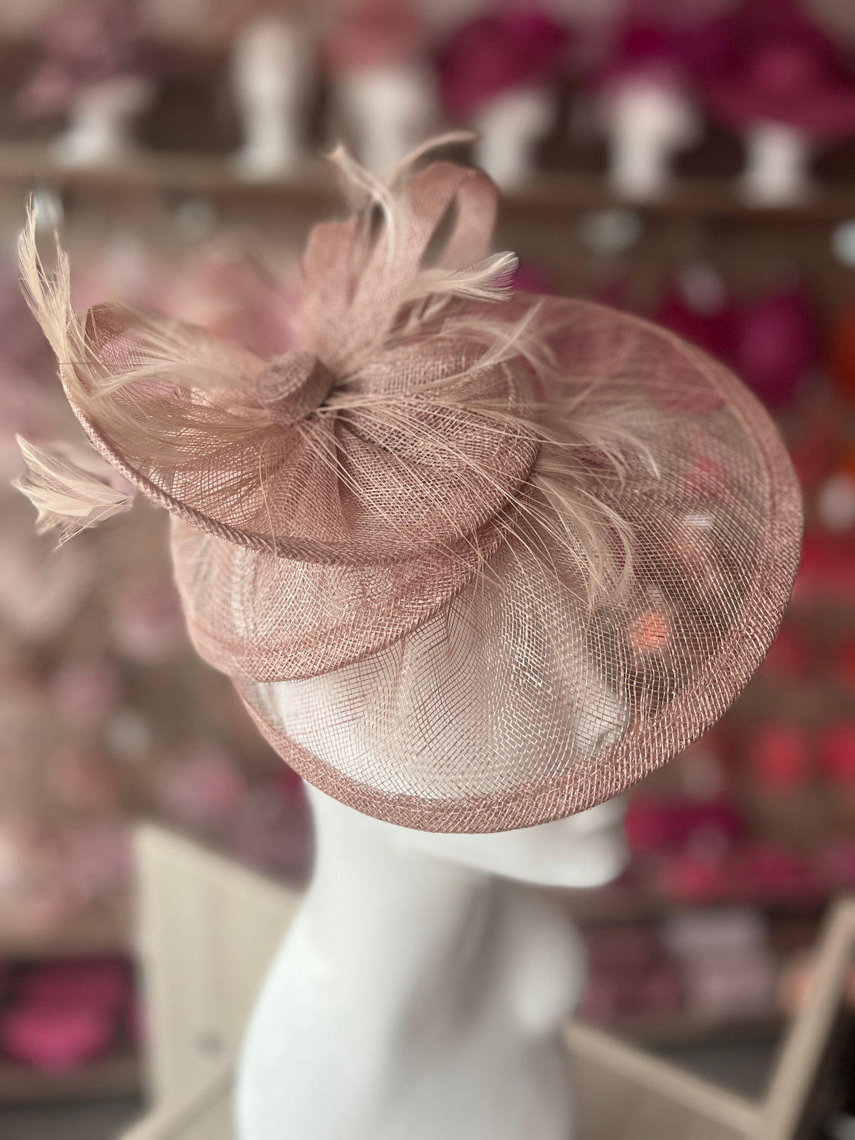 Pleated Latte Headband Fascinator with Wispy Feathers-Fascinators Direct
