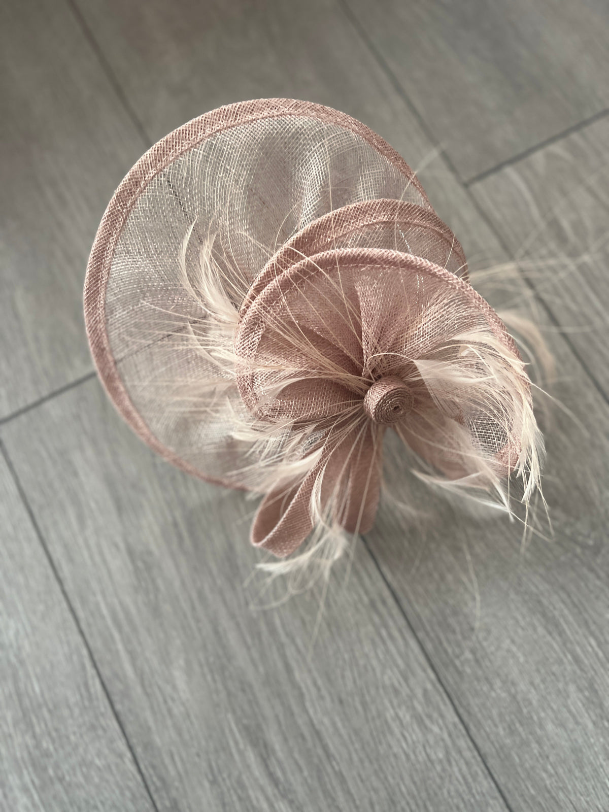 Pleated Latte Headband Fascinator with Wispy Feathers-Fascinators Direct