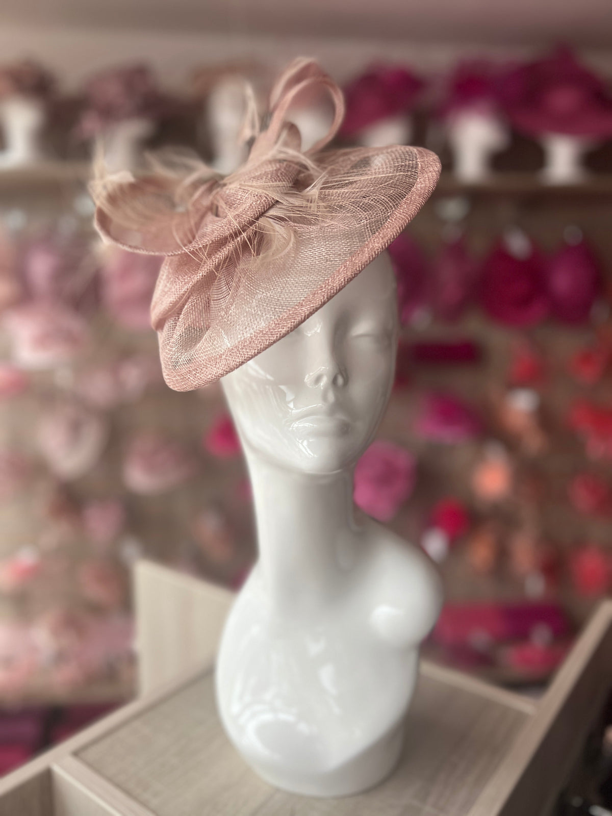 Pleated Latte Headband Fascinator with Wispy Feathers-Fascinators Direct