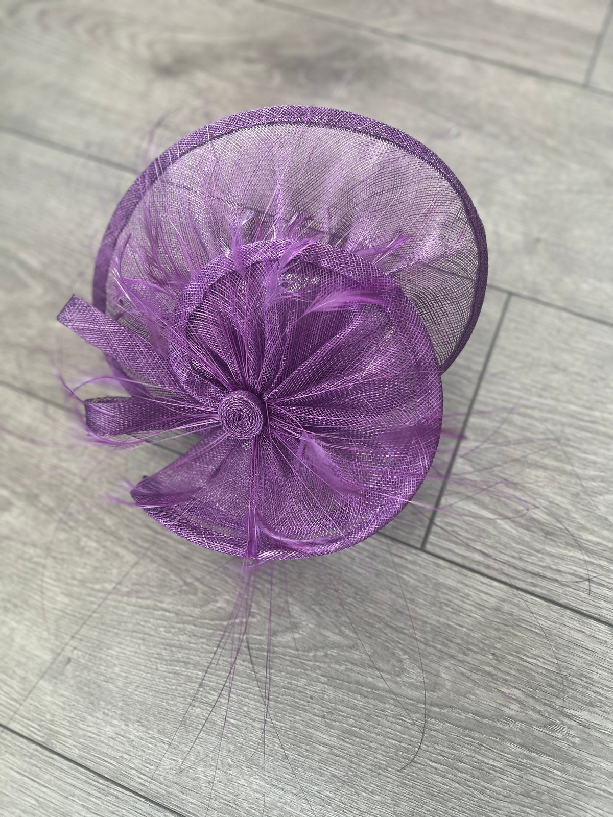 Pleated Mauve Headband Fascinator with Wispy Feathers-Fascinators Direct