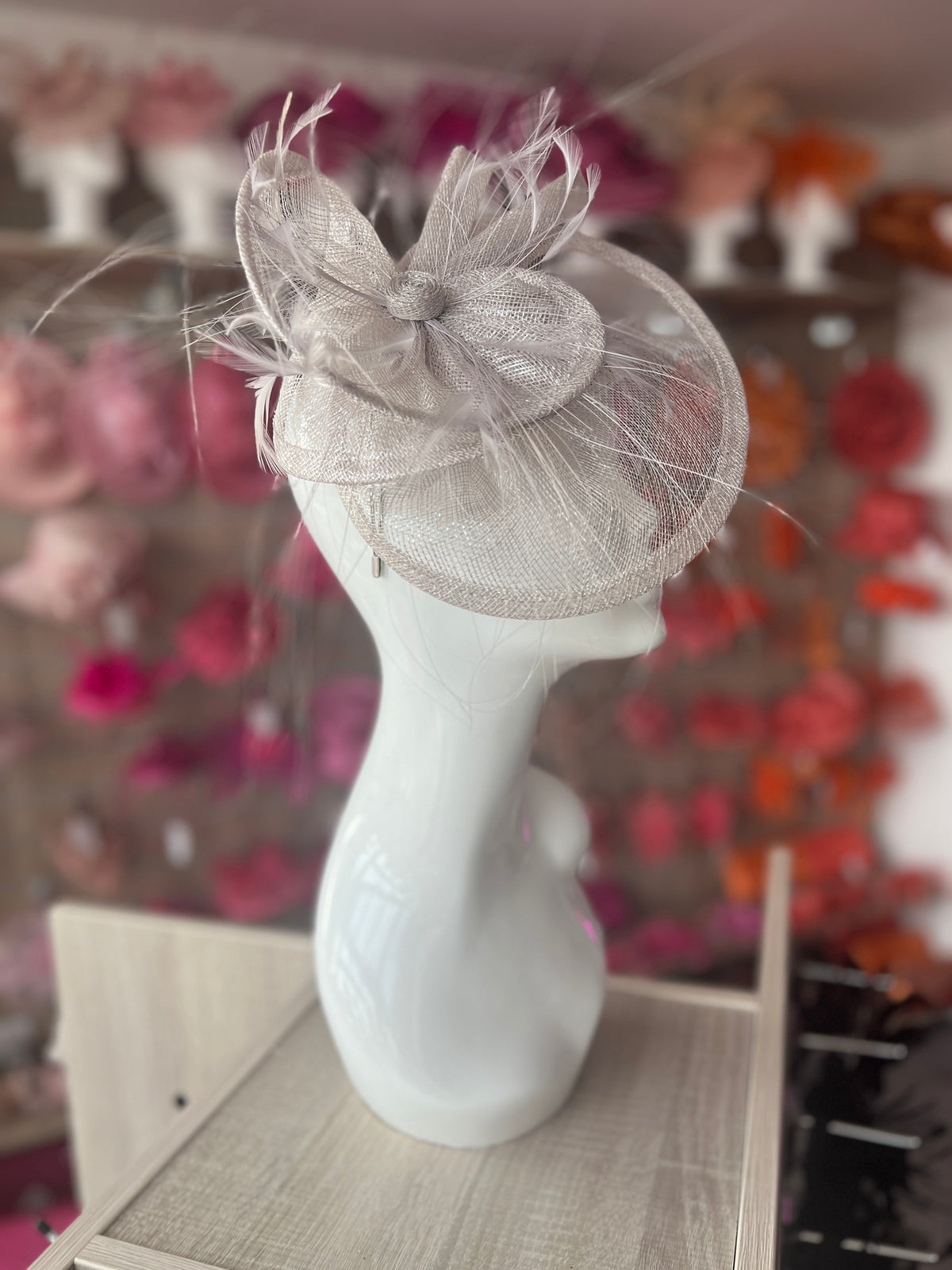 Pleated Metallic Quartz Headband Fascinator with Wispy Feathers-Fascinators Direct