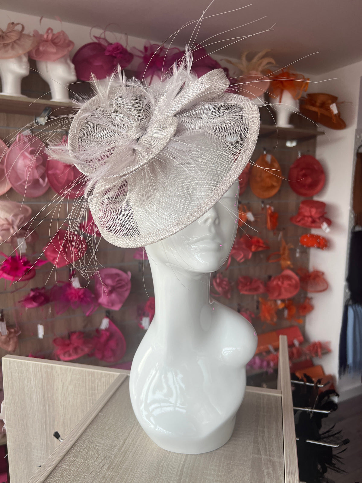 Pleated Metallic Quartz Headband Fascinator with Wispy Feathers-Fascinators Direct