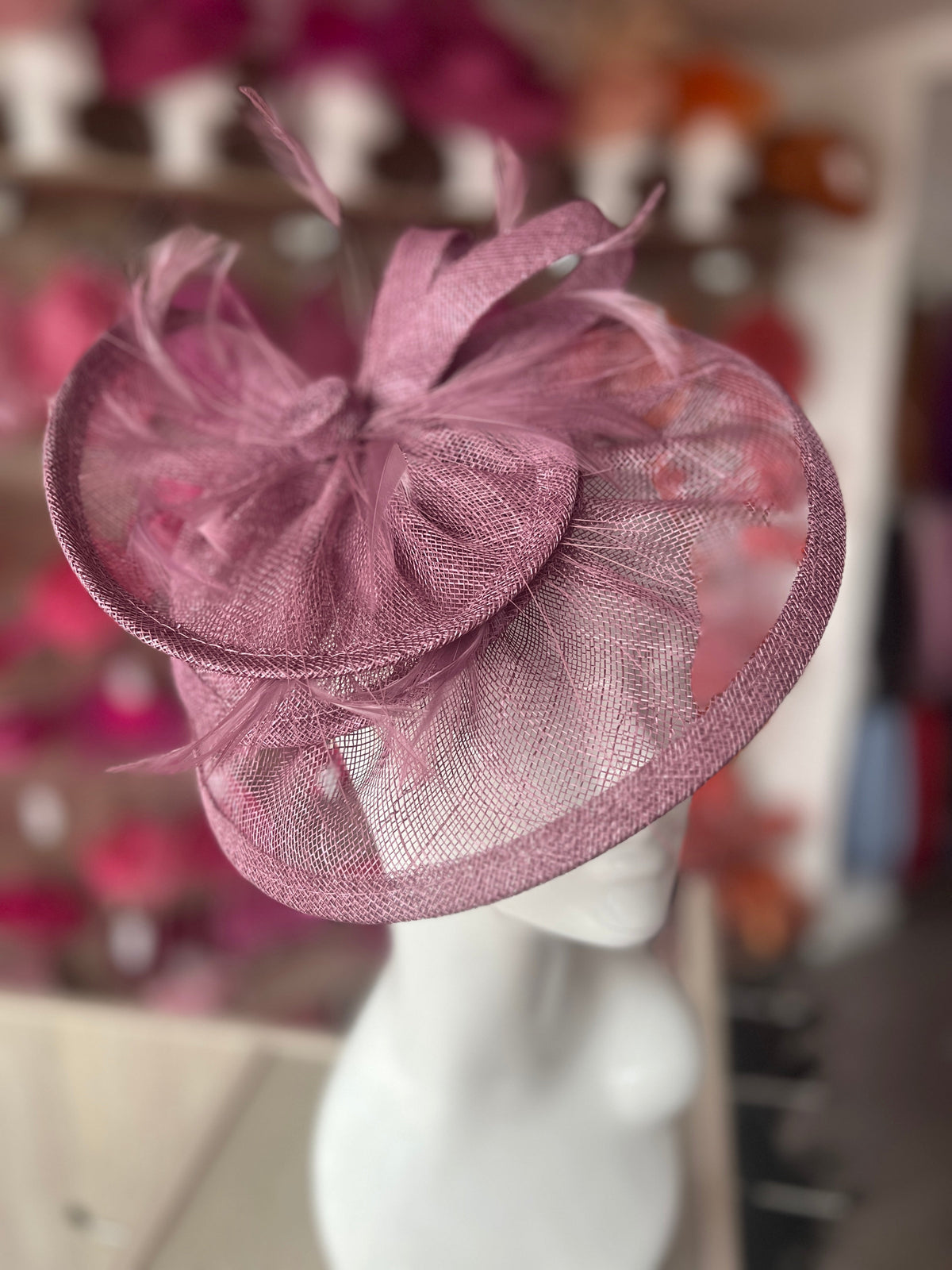 Pleated Mulberry Headband Fascinator with Wispy Feathers-Fascinators Direct