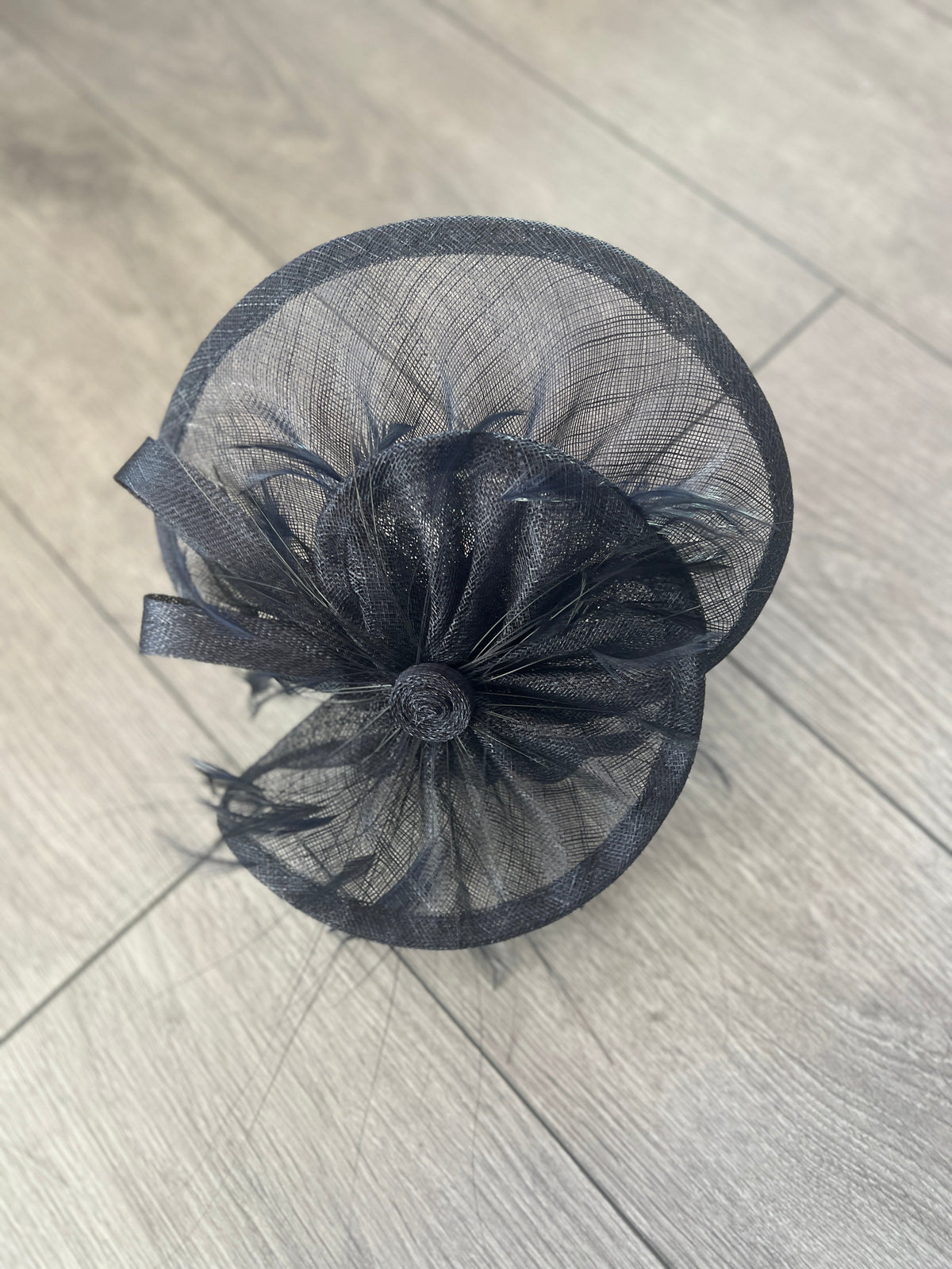 Pleated Navy Headband Fascinator with Wispy Feathers-Fascinators Direct