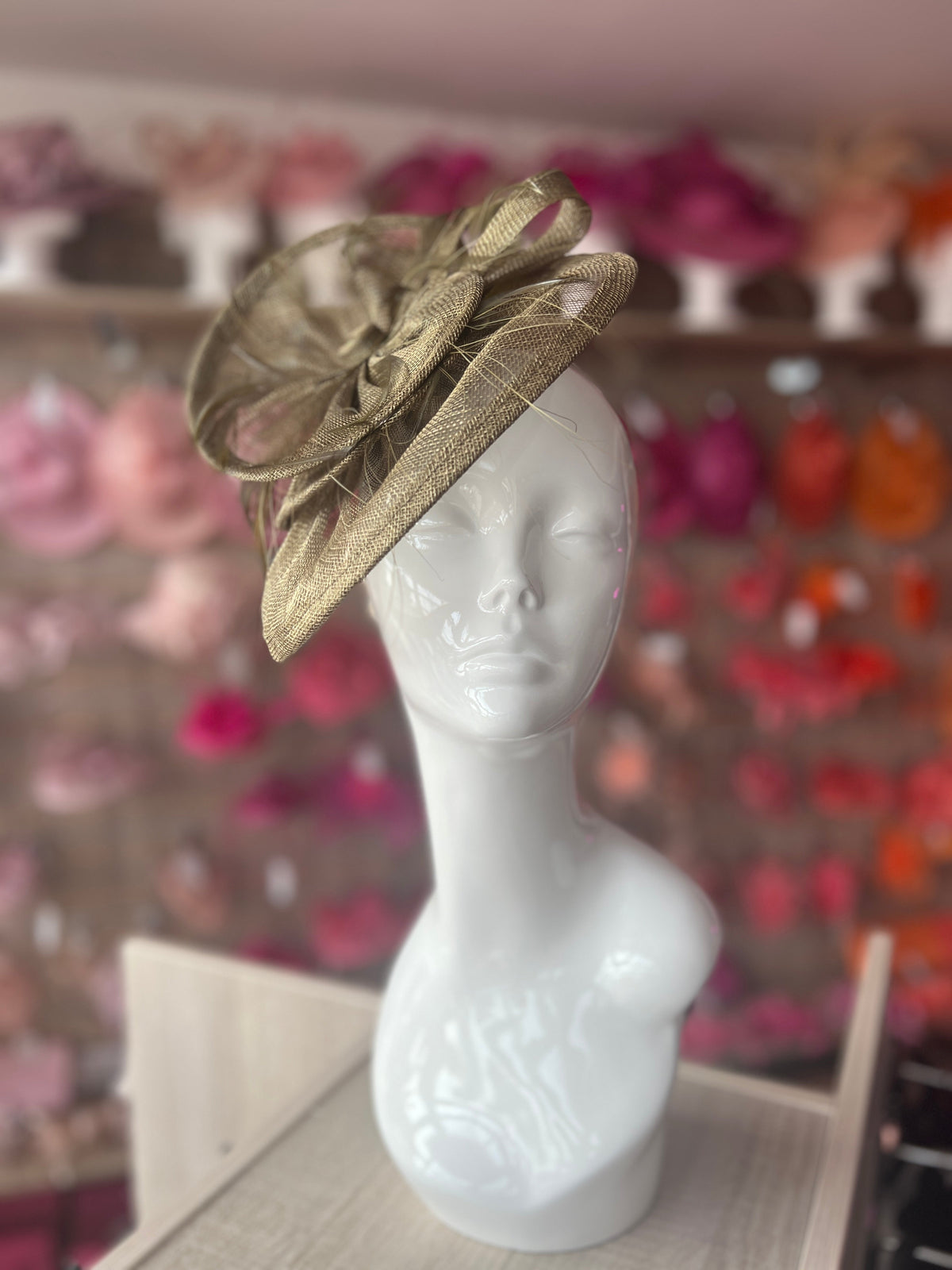 Pleated Olive Headband Fascinator with Wispy Feathers-Fascinators Direct