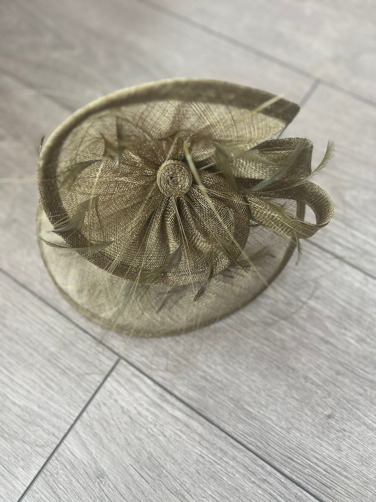 Pleated Olive Headband Fascinator with Wispy Feathers-Fascinators Direct