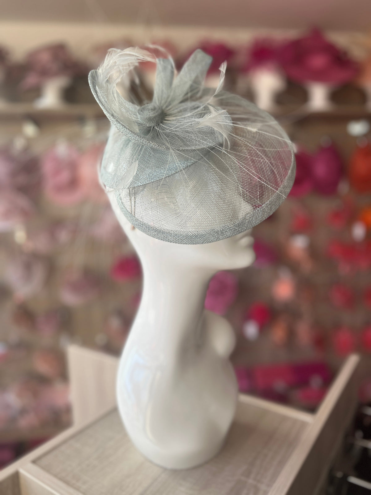 Pleated Peppermint Headband Fascinator with Wispy Feathers-Fascinators Direct