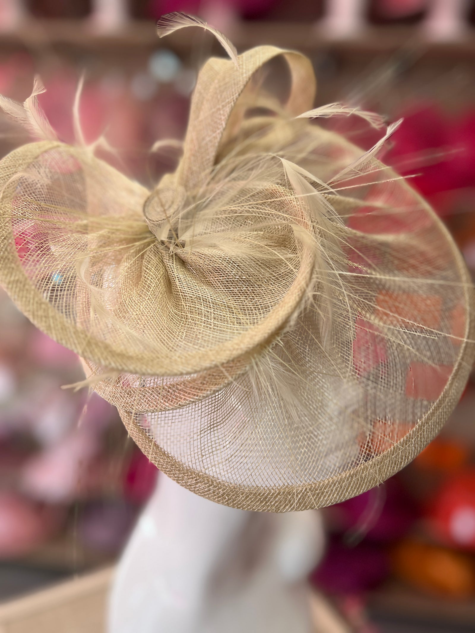 Pleated Pistachio Headband Fascinator with Wispy Feathers-Fascinators Direct