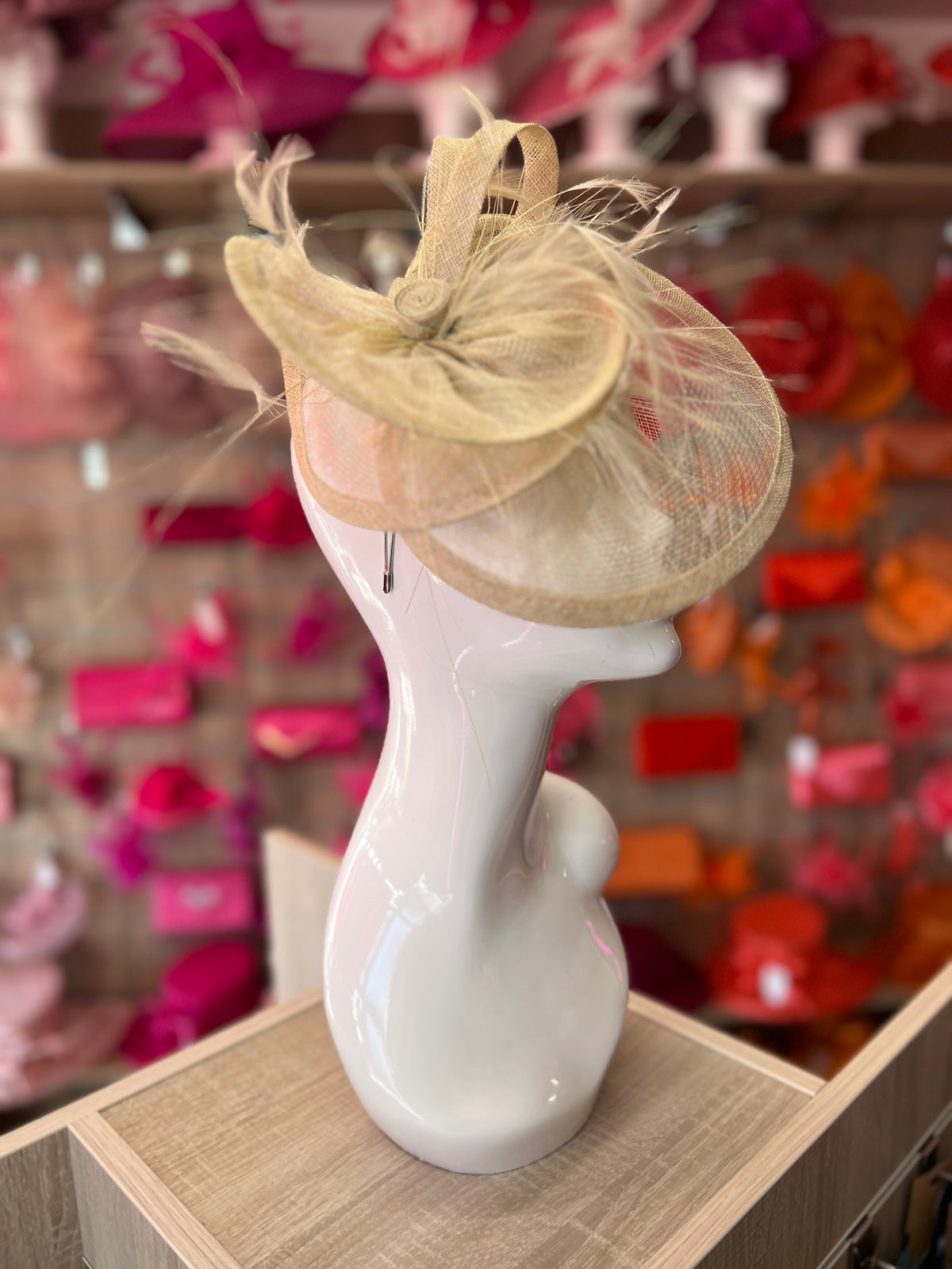 Pleated Pistachio Headband Fascinator with Wispy Feathers-Fascinators Direct