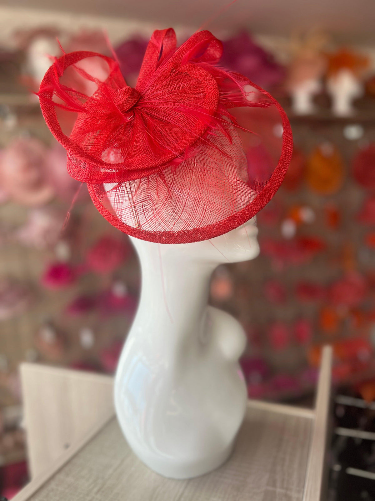 Pleated Poppy Headband Fascinator with Wispy Feathers-Fascinators Direct