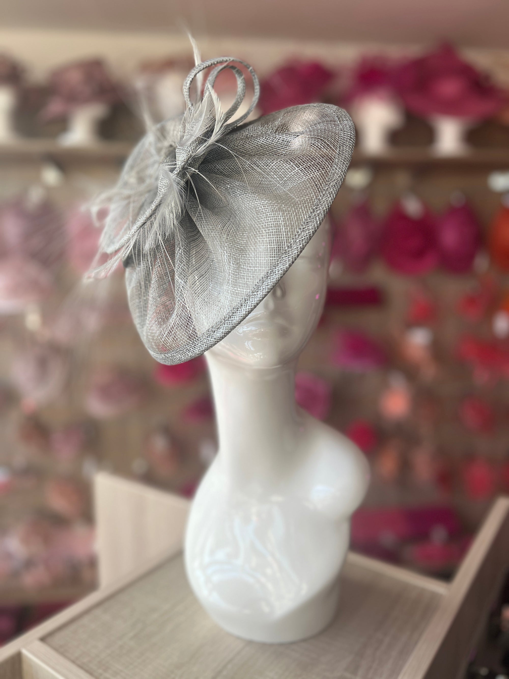 Pleated Silver Headband Fascinator with Wispy Feathers-Fascinators Direct