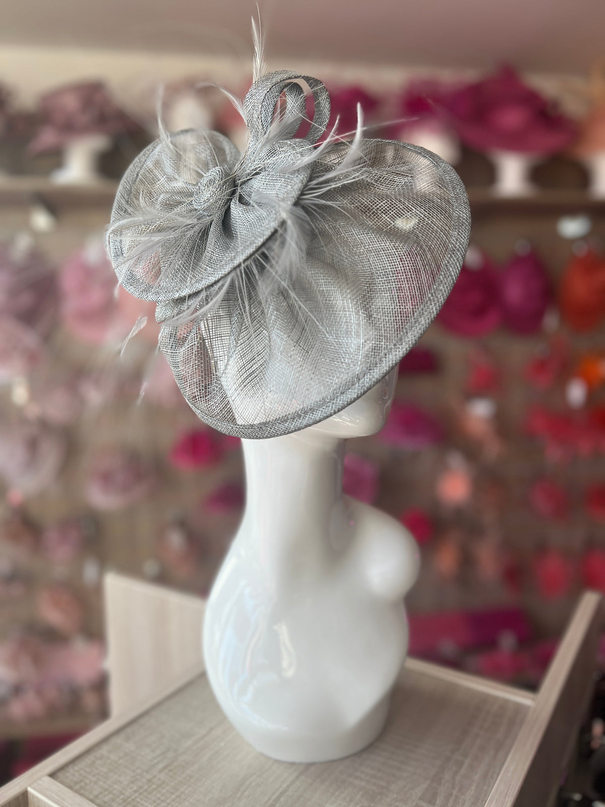 Pleated Silver Headband Fascinator with Wispy Feathers-Fascinators Direct