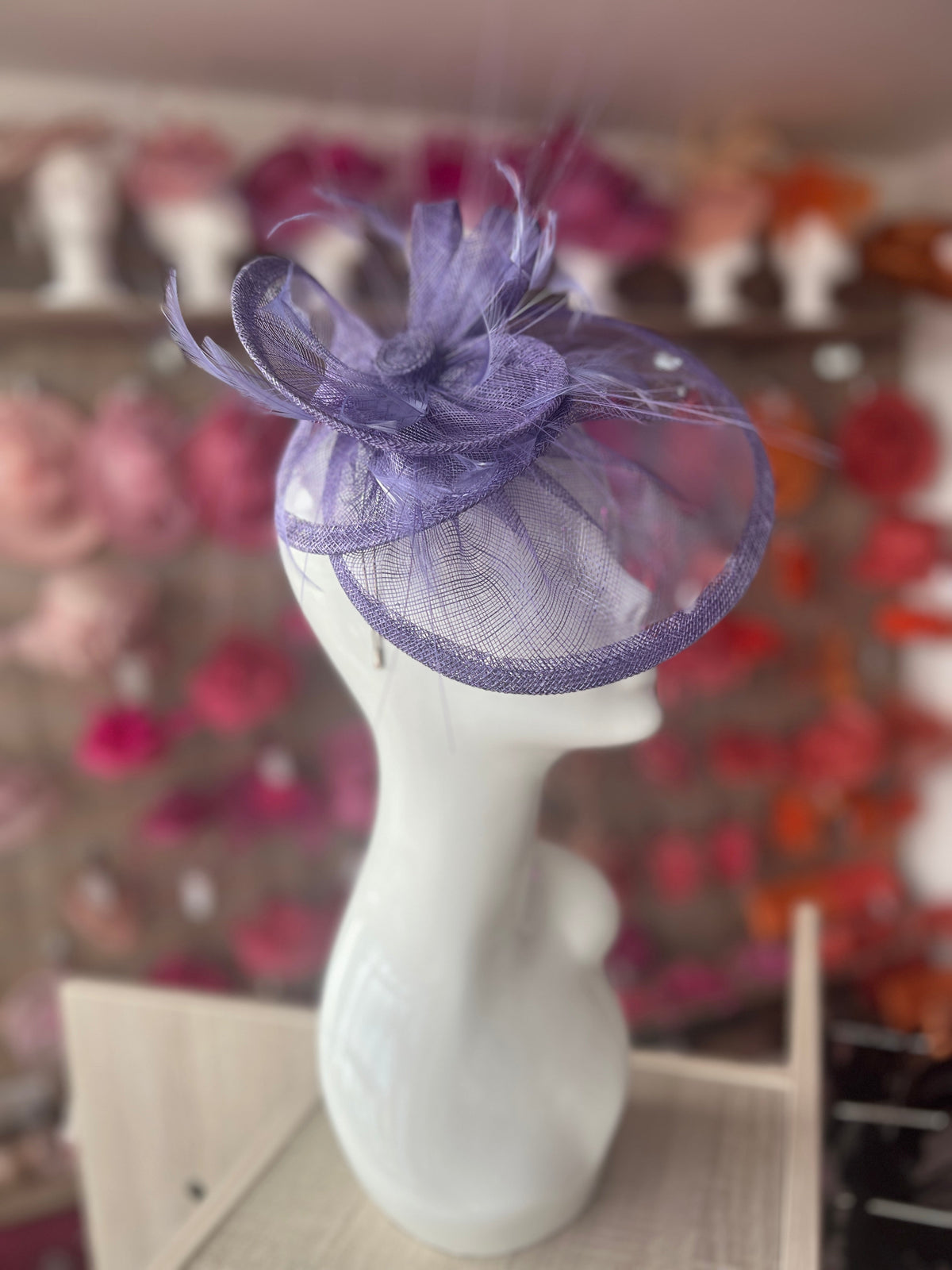 Pleated Wisteria Headband Fascinator with Wispy Feathers-Fascinators Direct