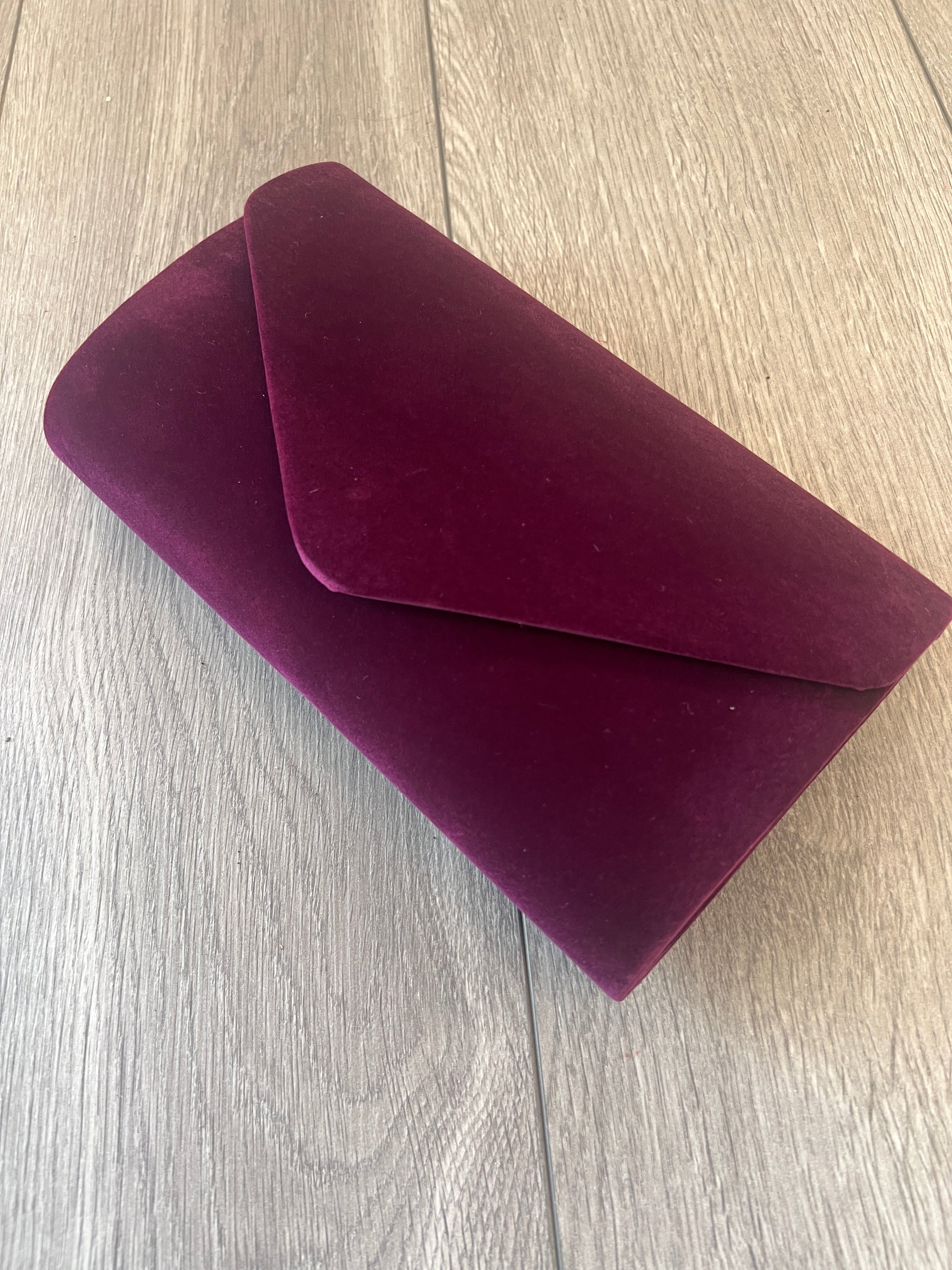 Plum Luxury Velvet Envelope Clutch Bag-Fascinators Direct