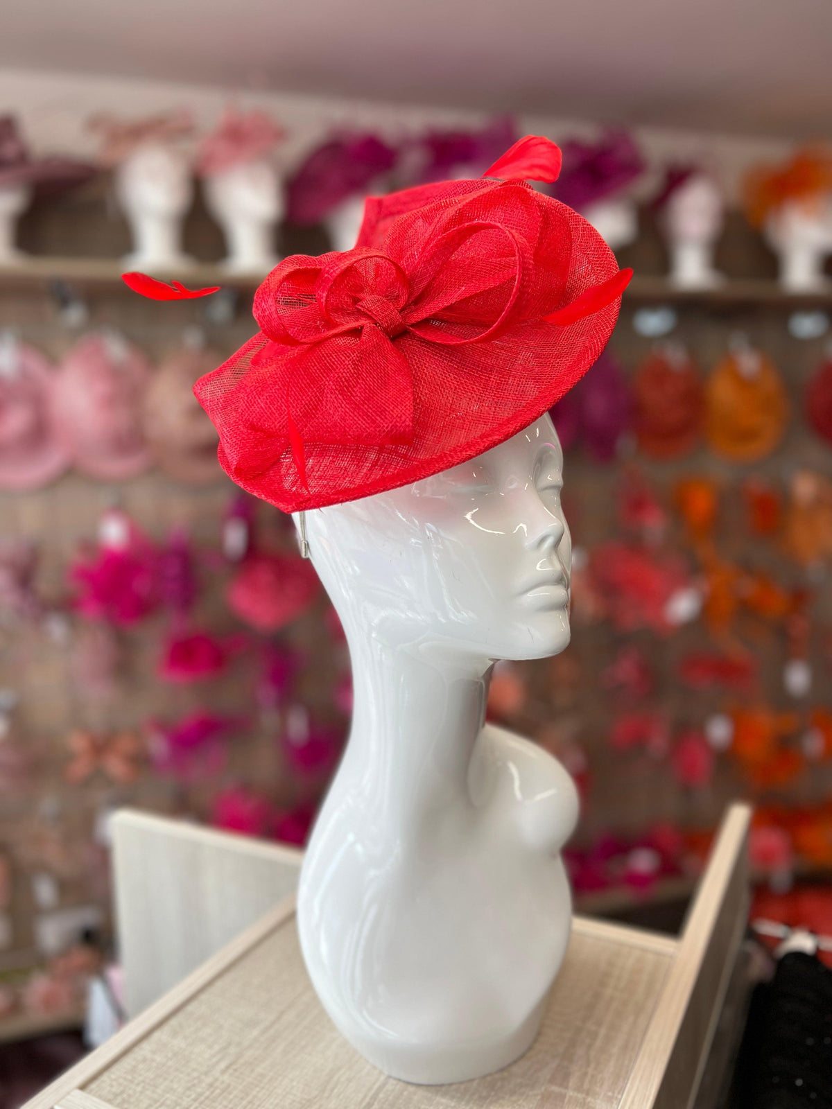 Poppy Disc Fascinator with Decorative Bow-Fascinators Direct