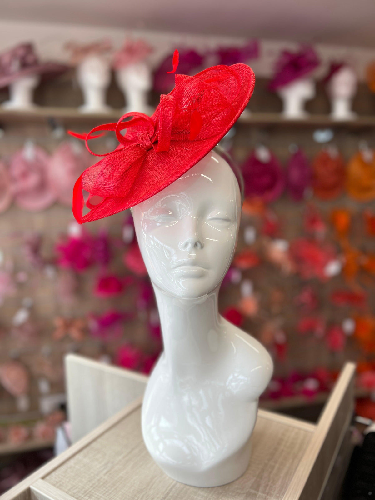 Poppy Disc Fascinator with Decorative Bow-Fascinators Direct