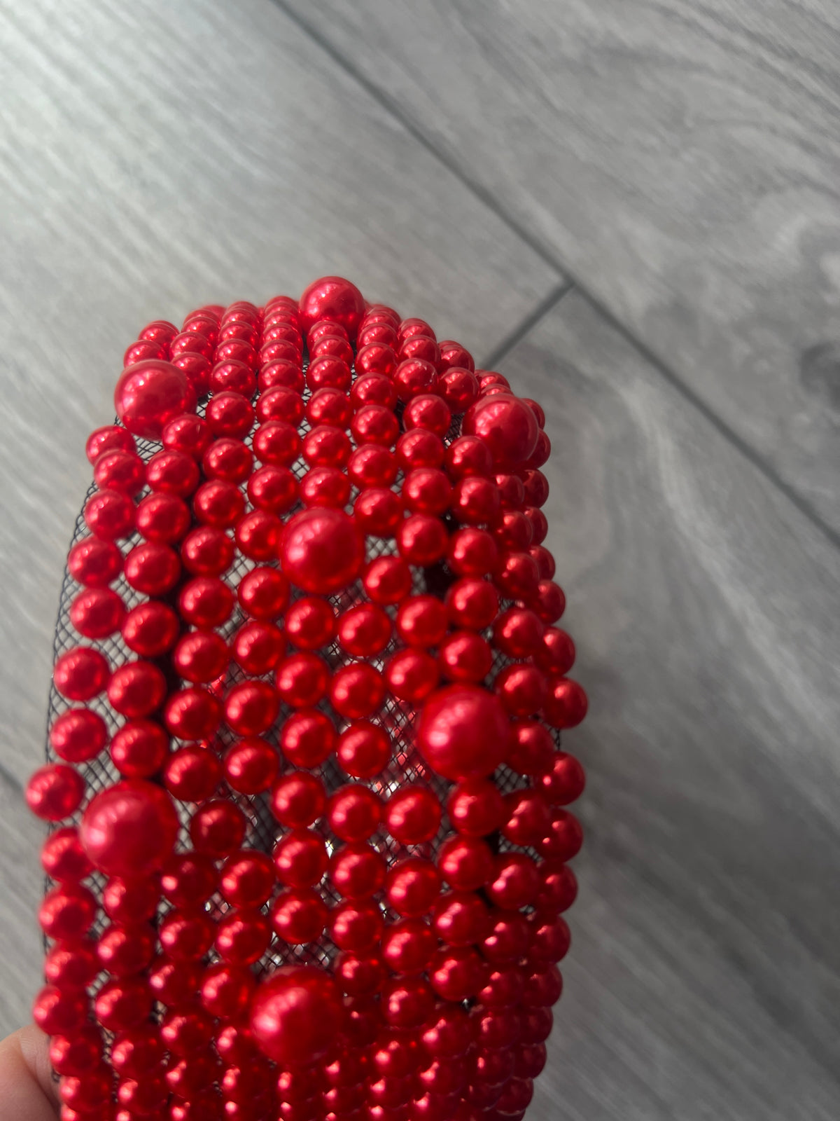 Poppy Red Pearl Wide Headband-Fascinators Direct