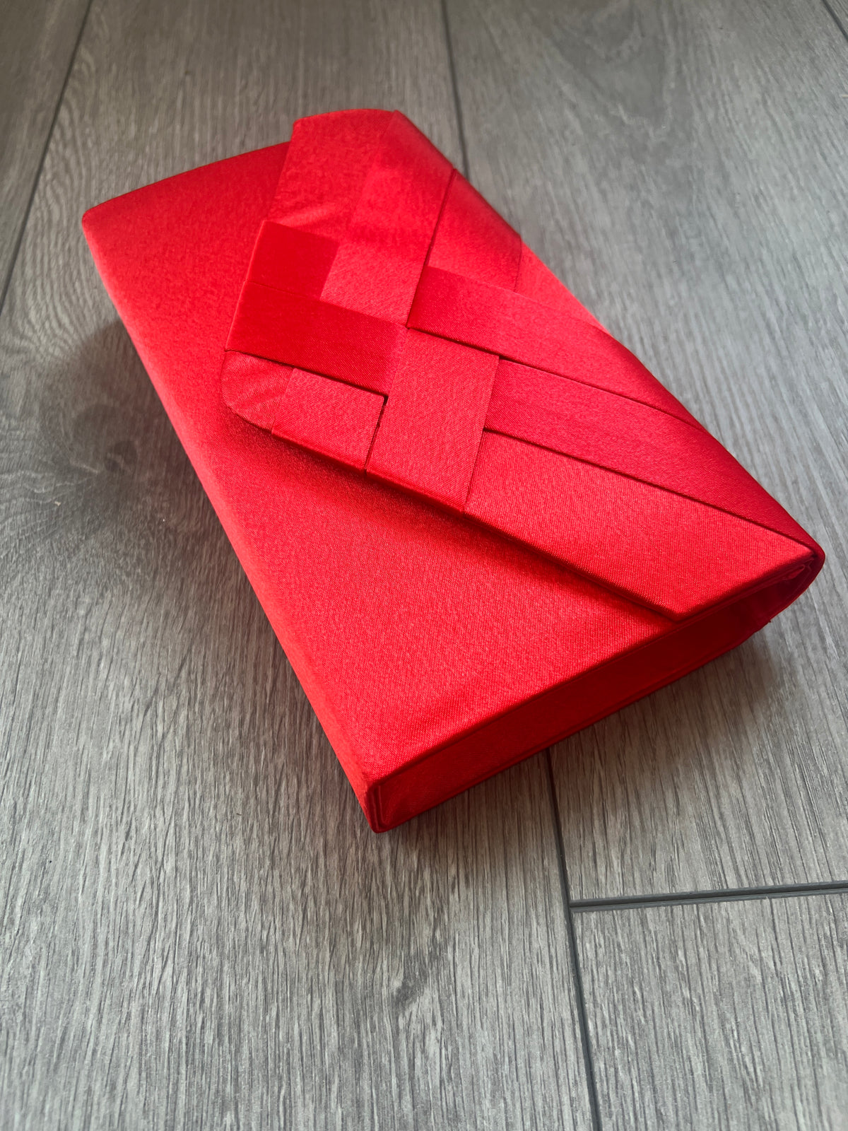 Poppy Red Satin Pleated Envelope Clutch Bag-Fascinators Direct