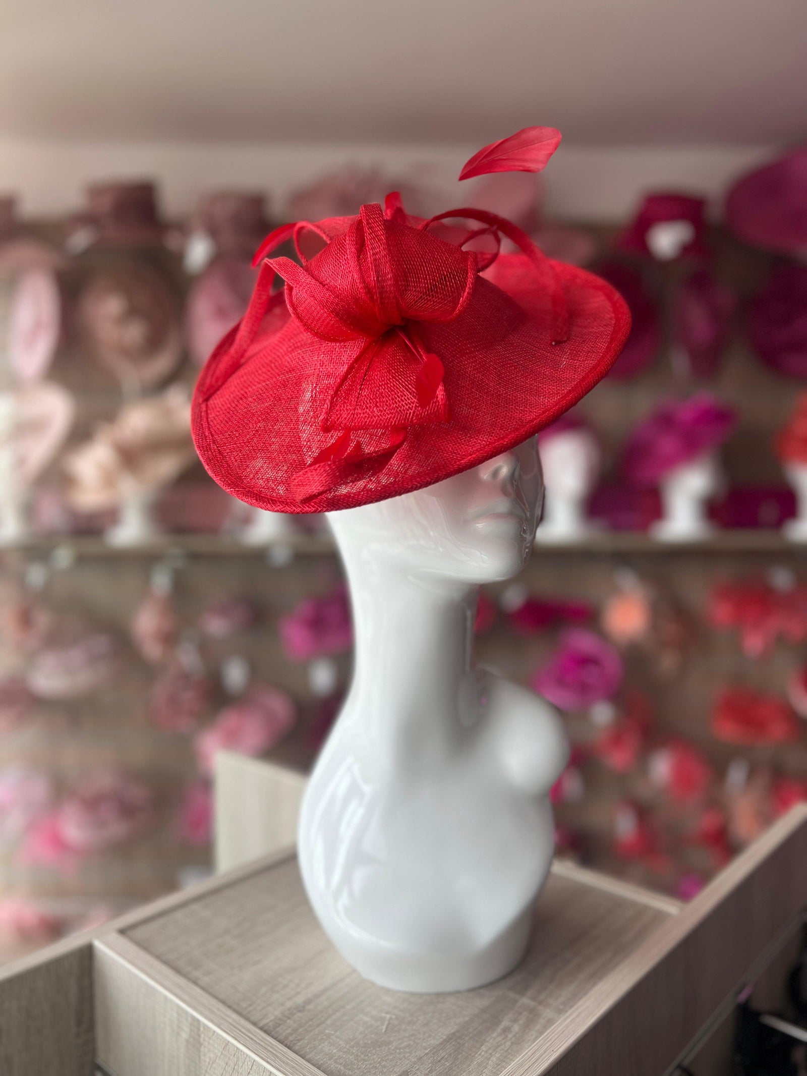 Poppy Red Teardrop Disc Fascinator-Fascinators Direct