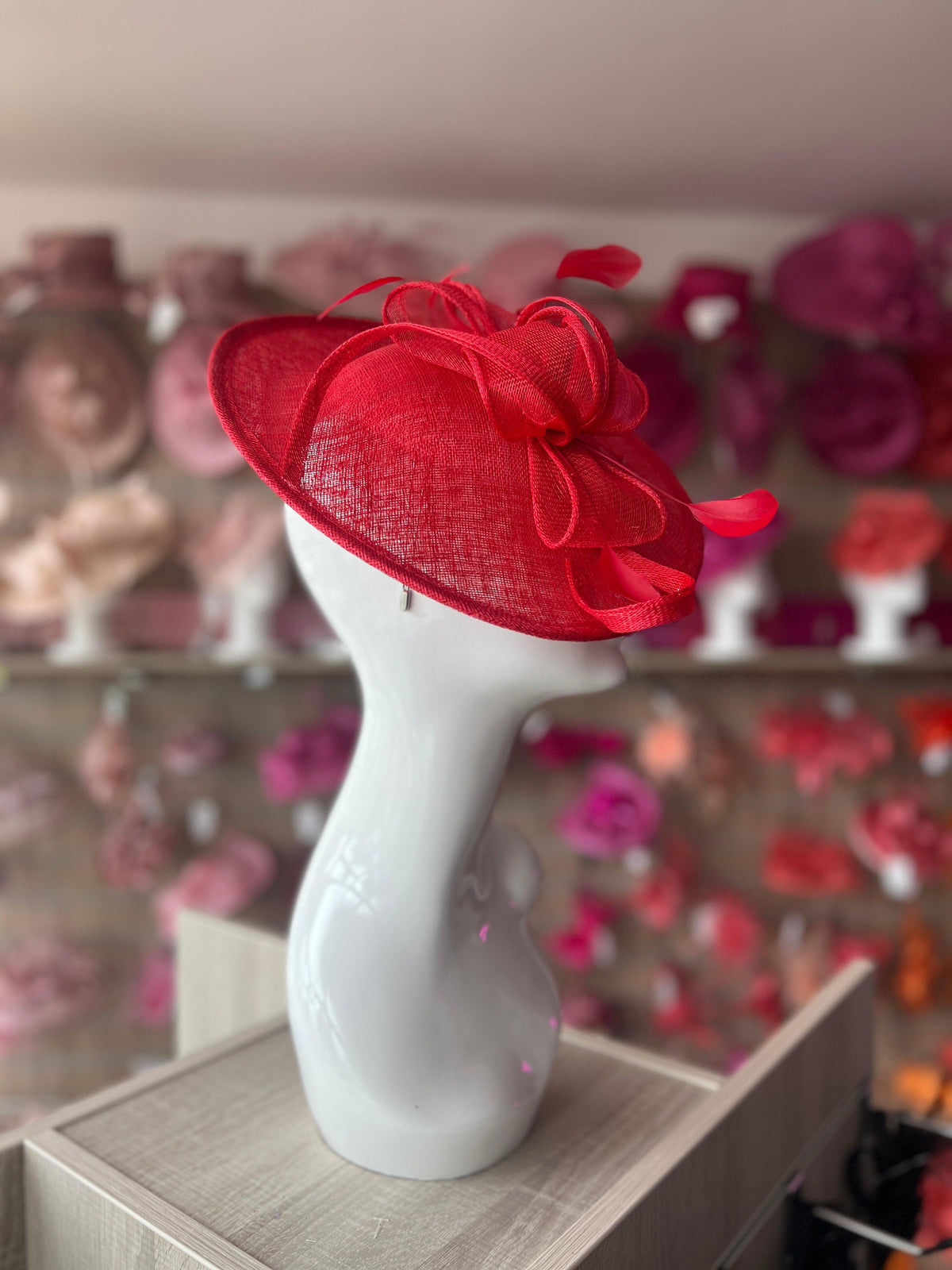 Poppy Red Teardrop Disc Fascinator-Fascinators Direct