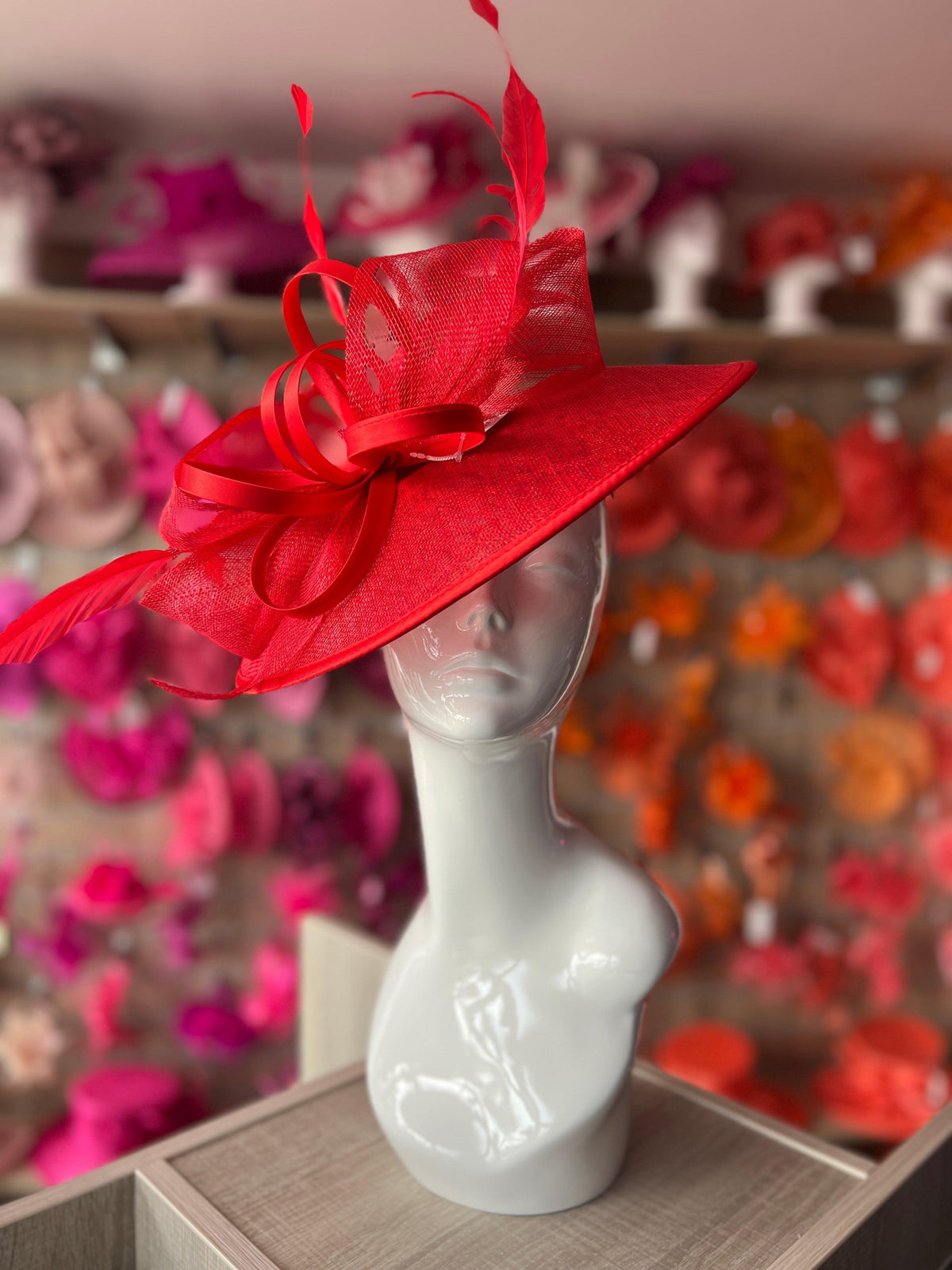 Poppy Saucer Hatinator With Decorative Bow-Fascinators Direct