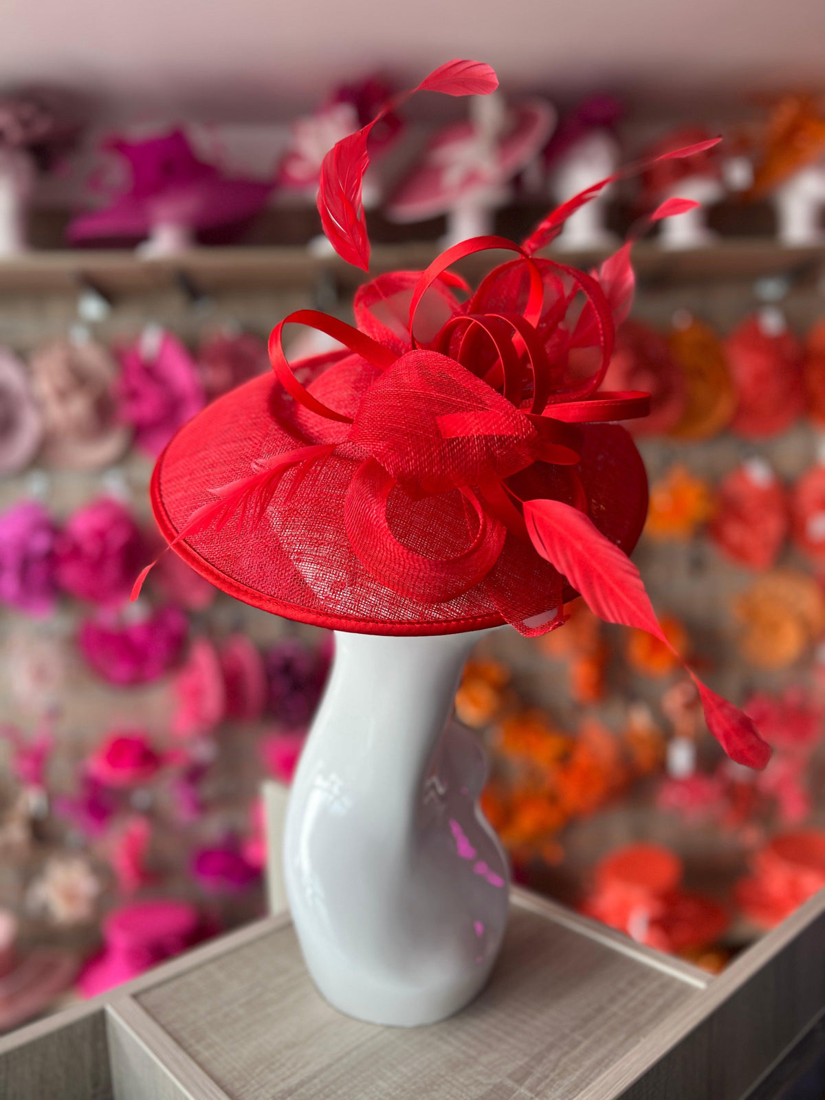 Poppy Saucer Hatinator With Decorative Bow-Fascinators Direct