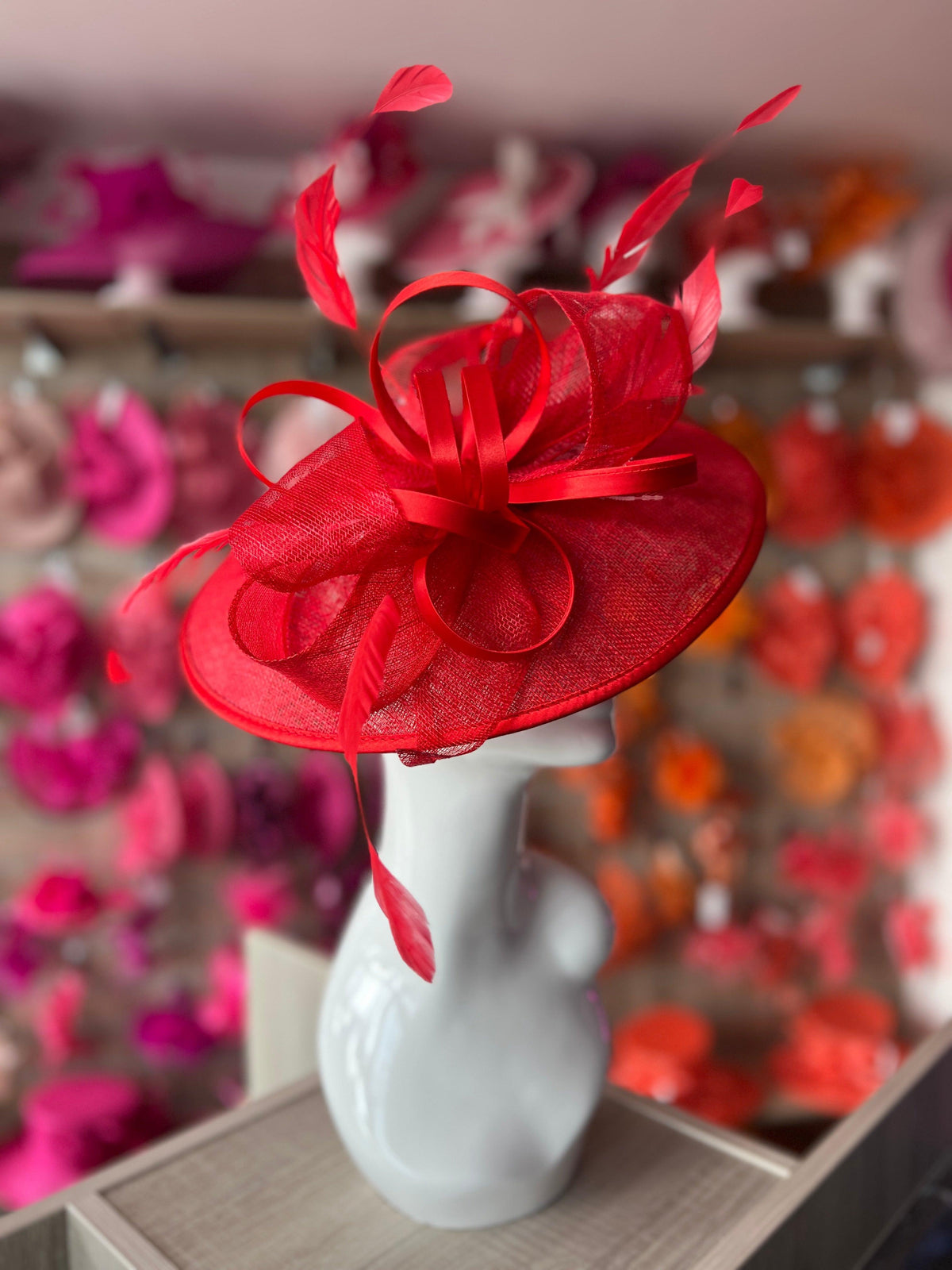 Poppy Saucer Hatinator With Decorative Bow-Fascinators Direct
