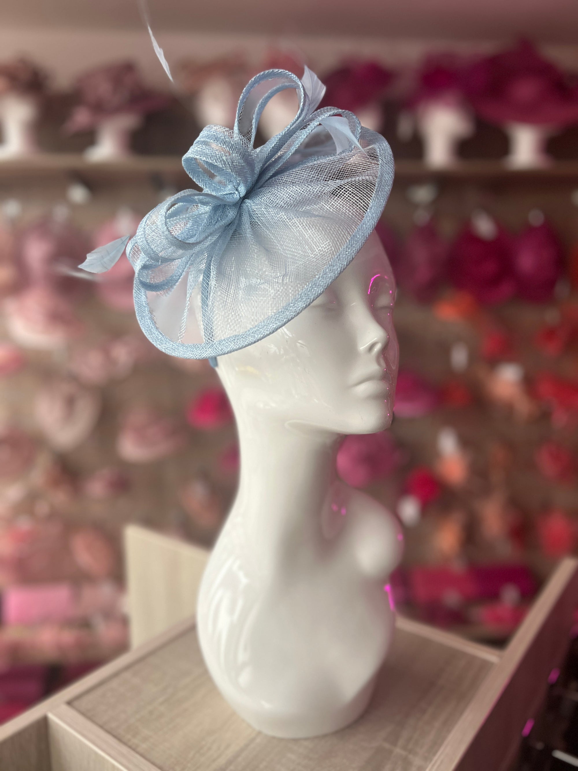 Powder Blue Curved Disc Fascinator-Fascinators Direct