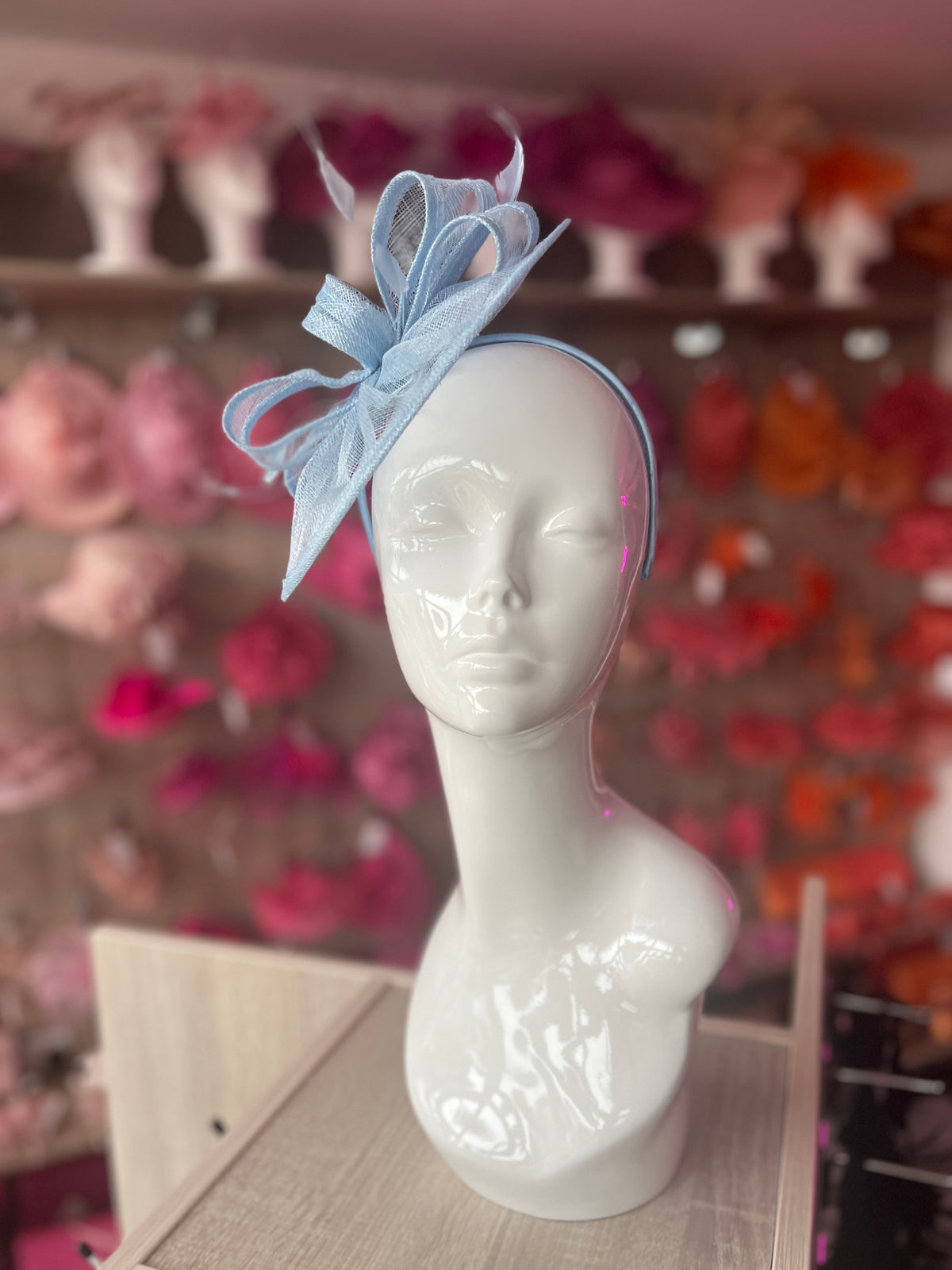 Powder Blue Curved Disc Fascinator-Fascinators Direct
