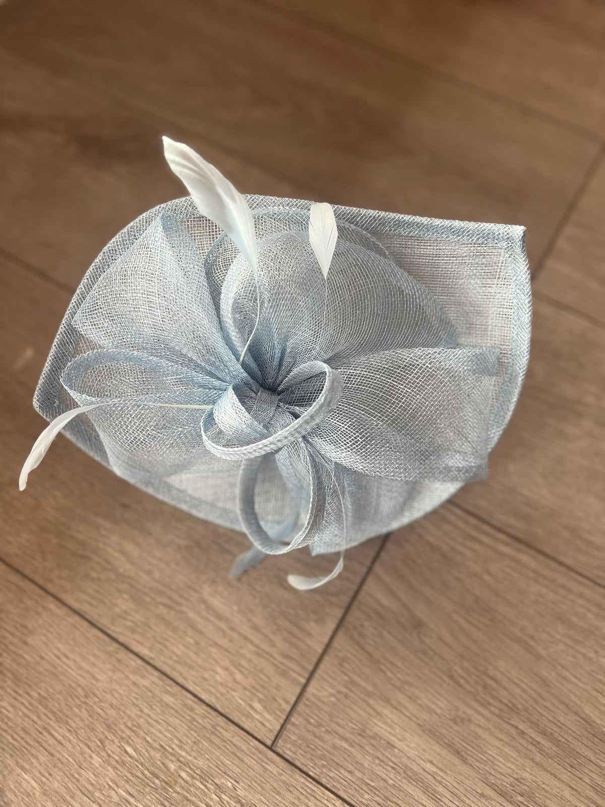 Powder Blue Disc Fascinator with Decorative Bow-Fascinators Direct