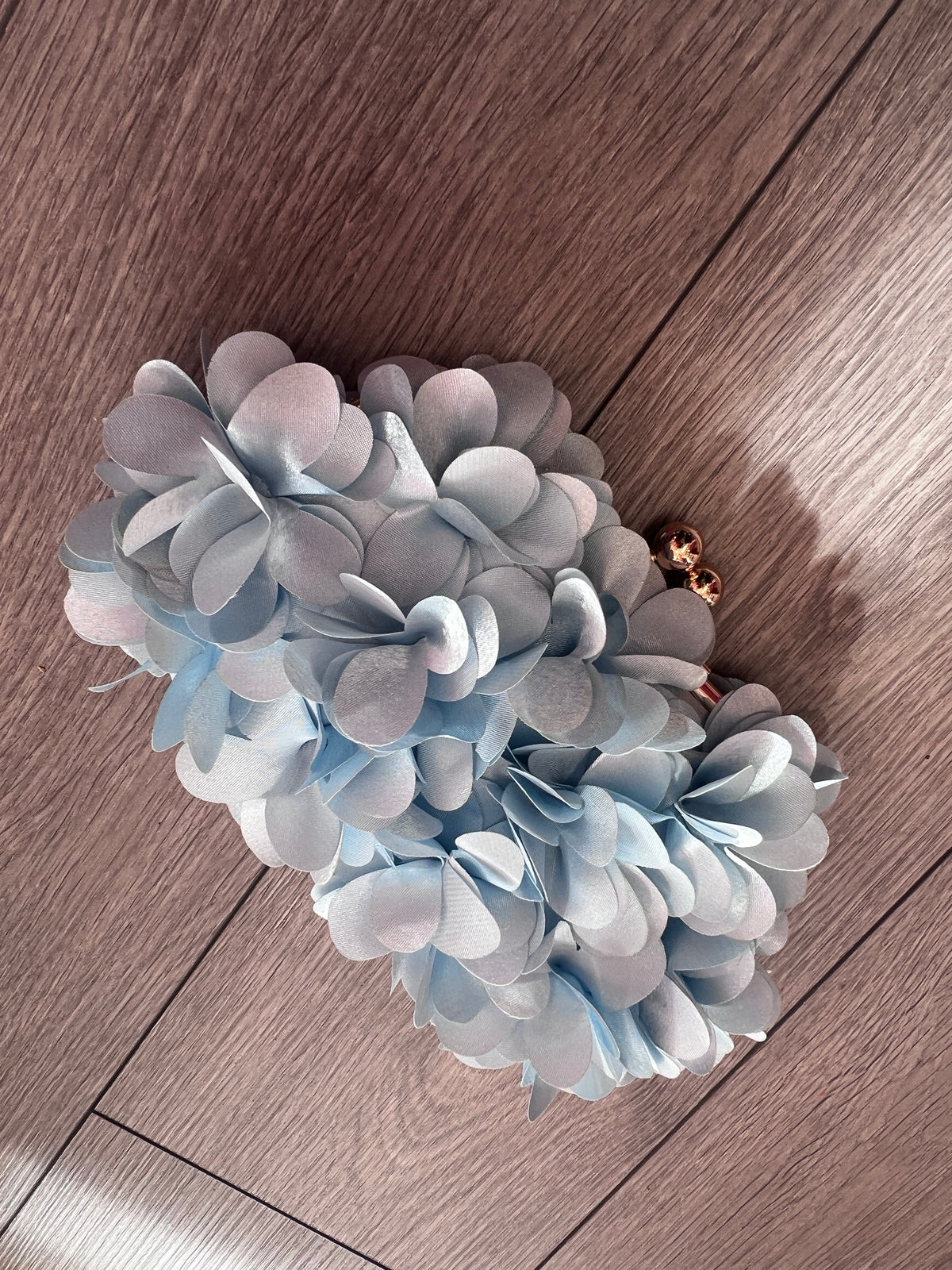 Powder Blue Satin Flower Petal Clutch Bag-Fascinators Direct