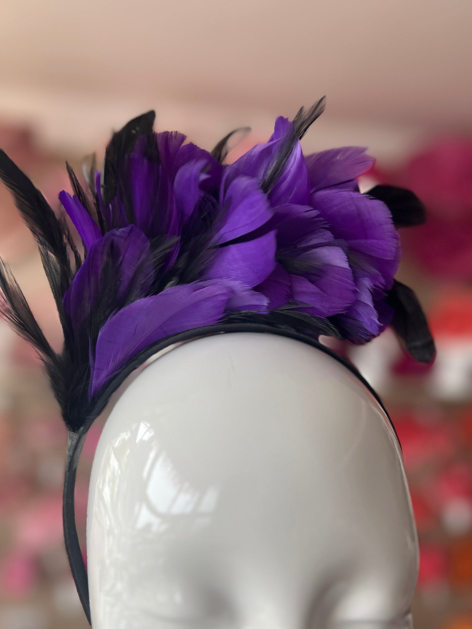 Purple & Black Vintage Feather Flapper Headband Fascinator-Fascinators Direct