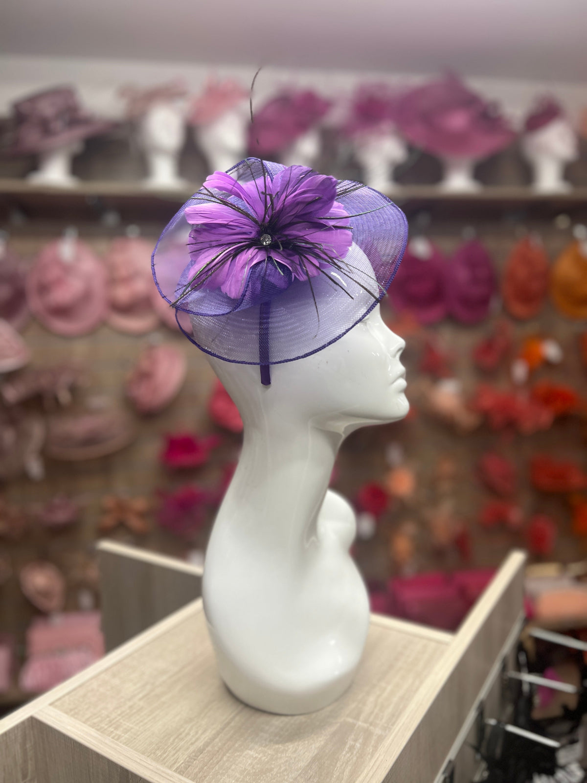 Purple Crinoline Flower Fascinator-Fascinators Direct