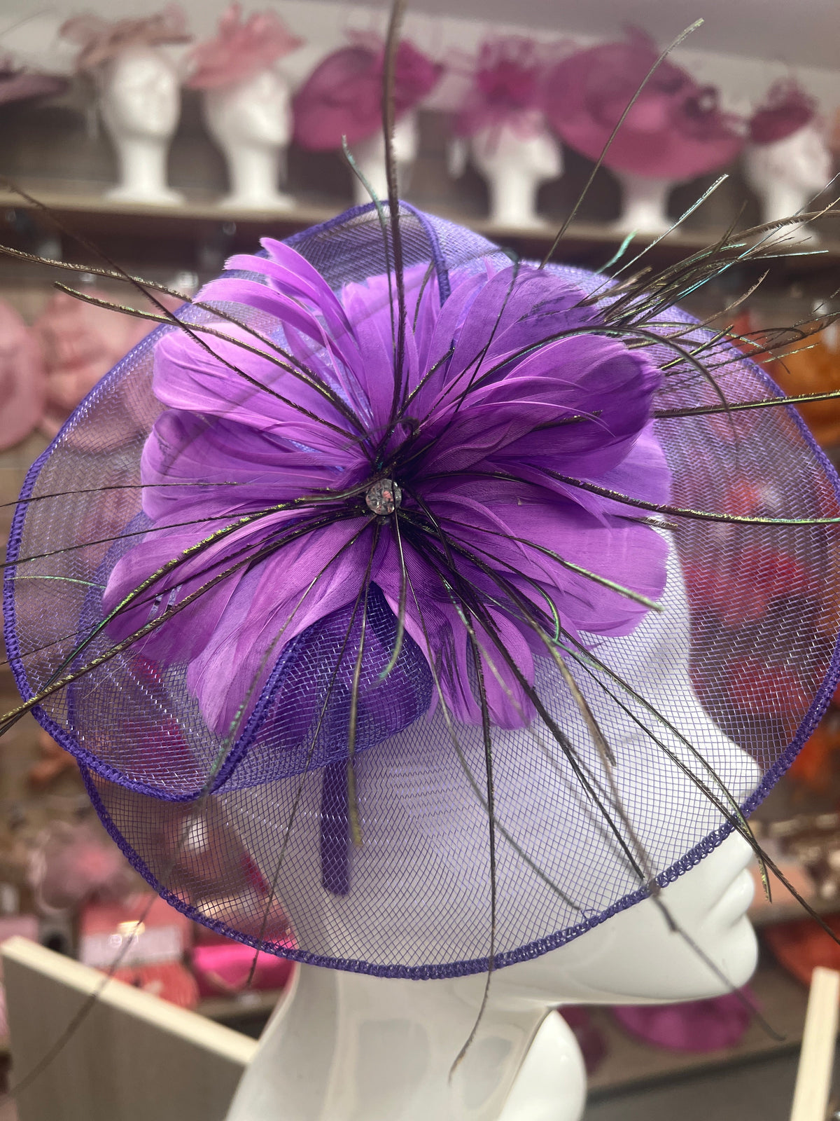 Purple Crinoline Flower Fascinator-Fascinators Direct
