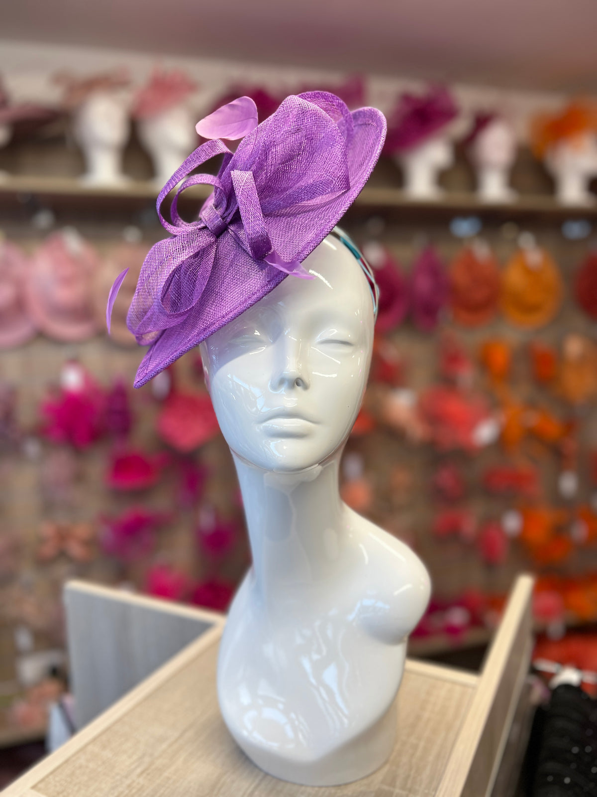 Purple Disc Fascinator with Decorative Bow-Fascinators Direct