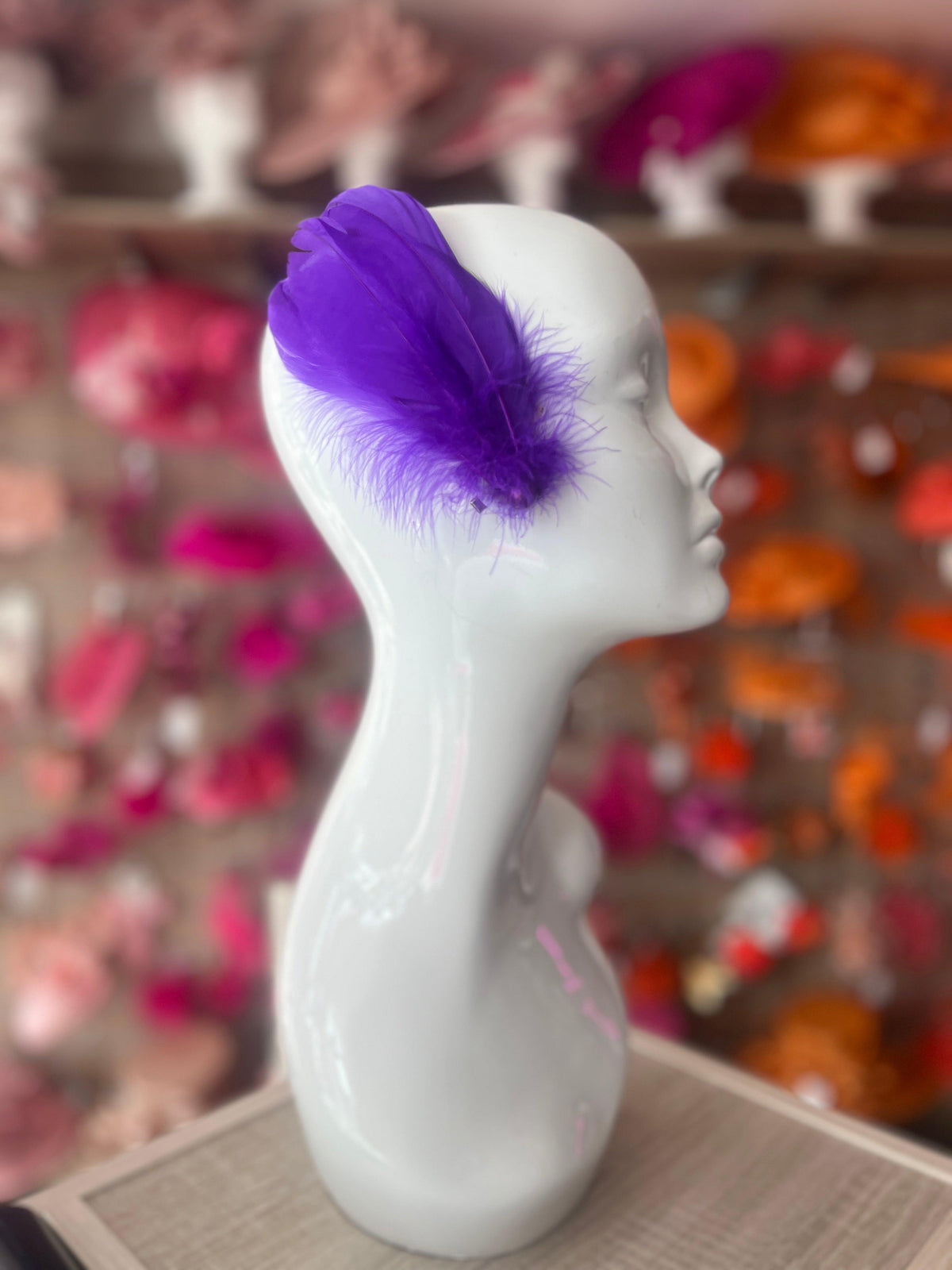 Purple Fascinator Hair Clip With Feathers &amp; Pearl-Fascinators Direct
