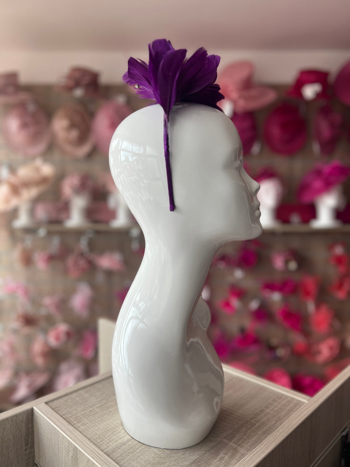 Purple Fascinator Headband with Feather Petals &amp; Diamanté-Fascinators Direct