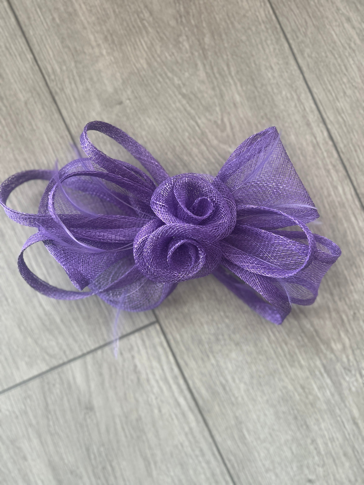 Purple Flower Fascinator With Wispy Feathers-Fascinators Direct