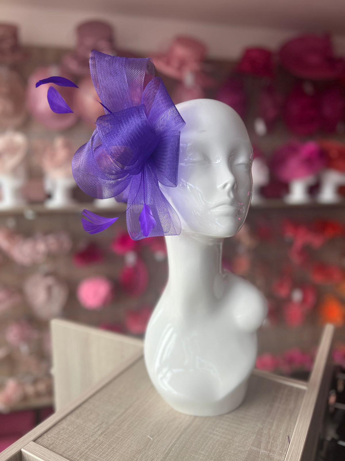 Purple Large Loop Fascinator With Feathers-Fascinators Direct