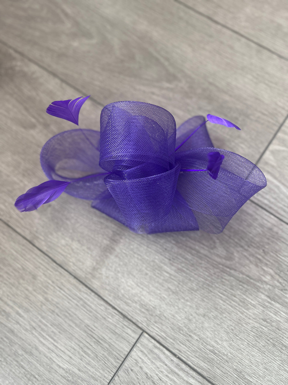 Purple Large Loop Fascinator With Feathers-Fascinators Direct