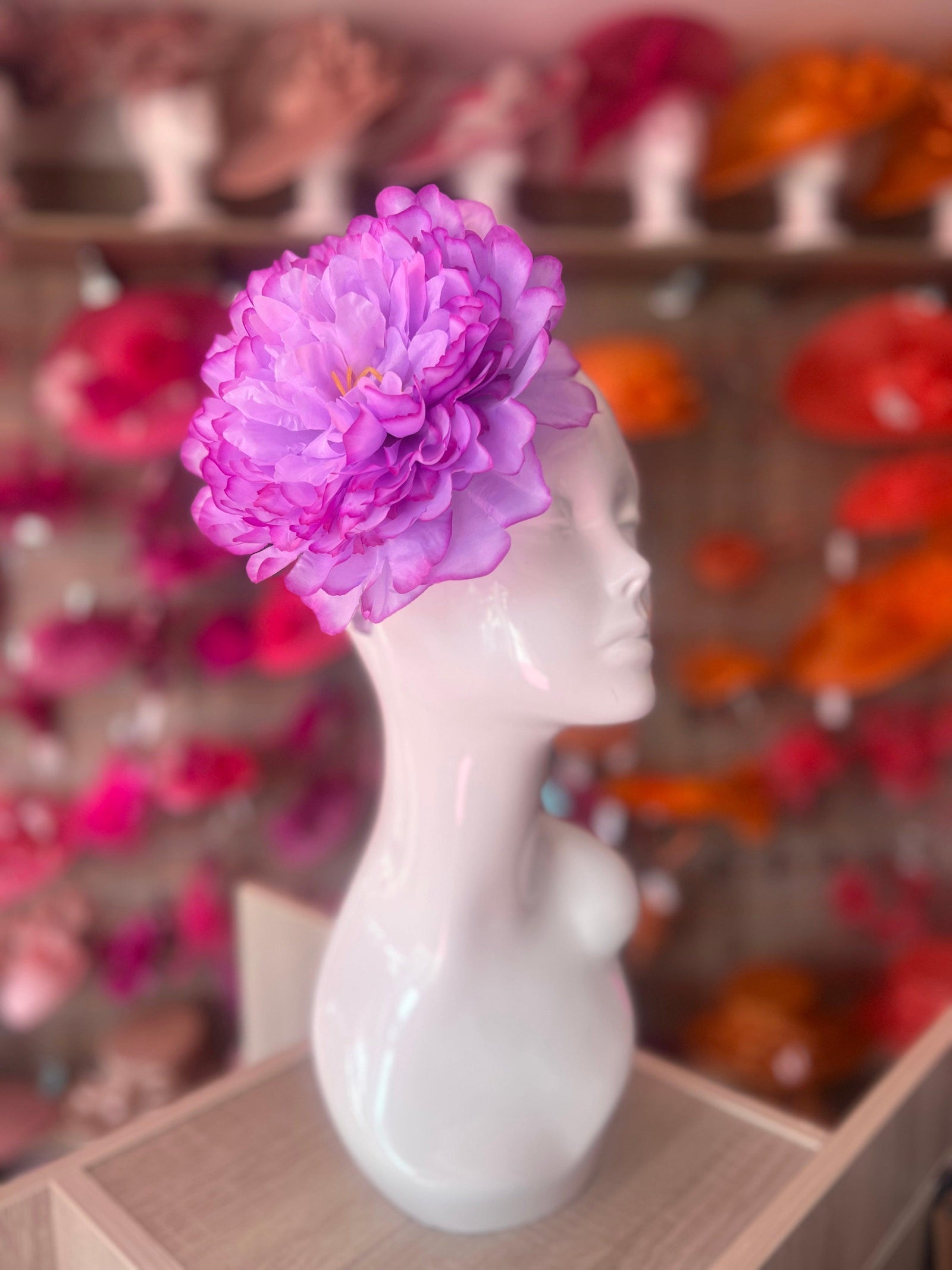 Purple Large Peony Flower Headband-Fascinators Direct