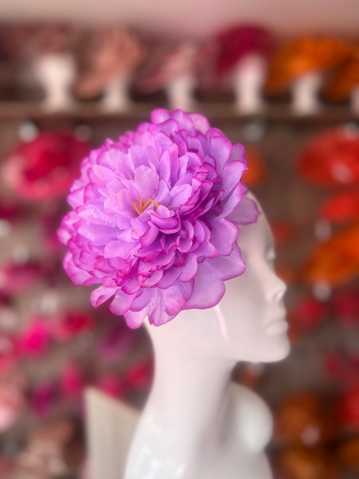Purple Large Peony Flower Headband-Fascinators Direct