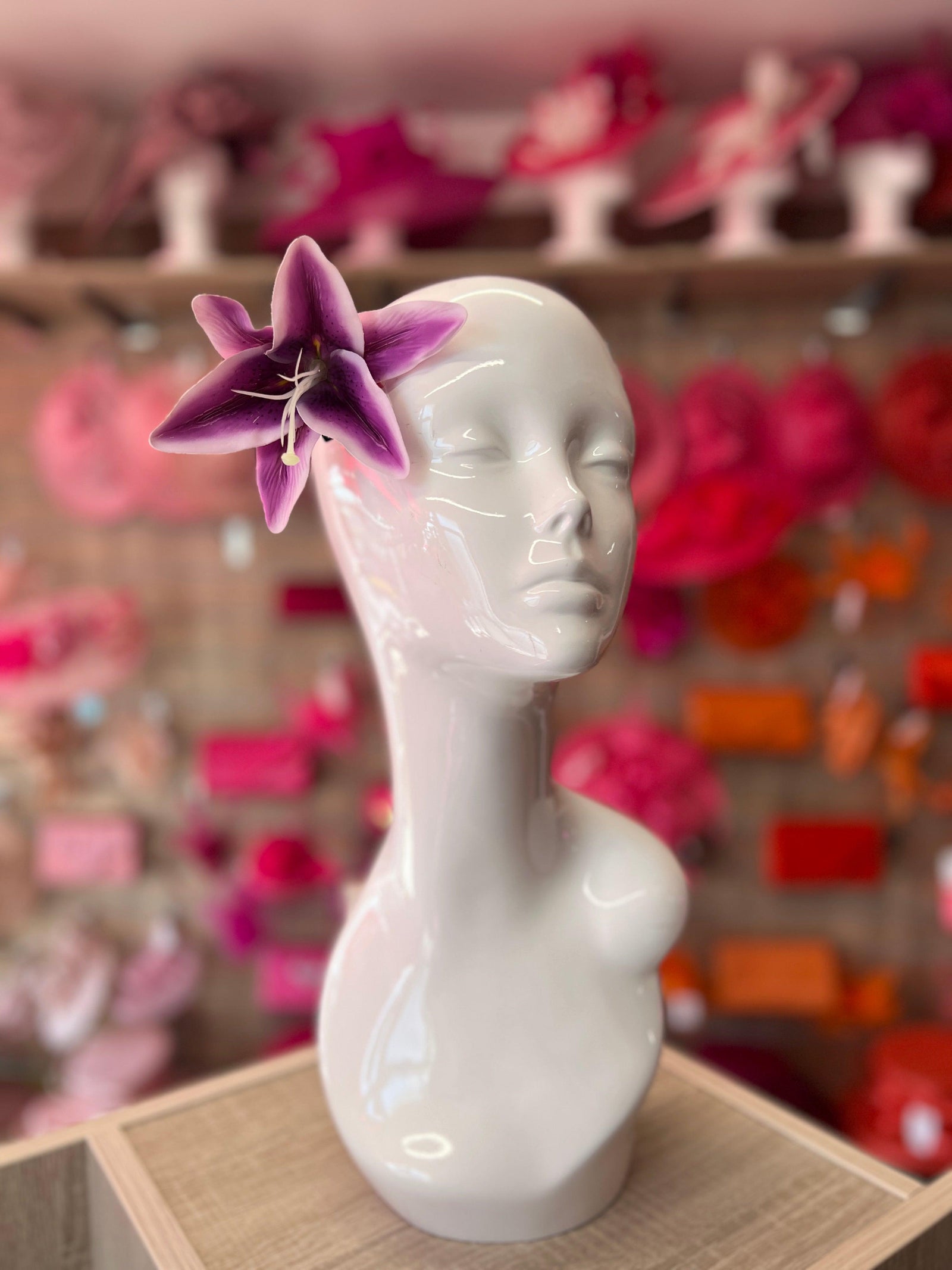 Purple Lily Flower Hair Clip-Fascinators Direct