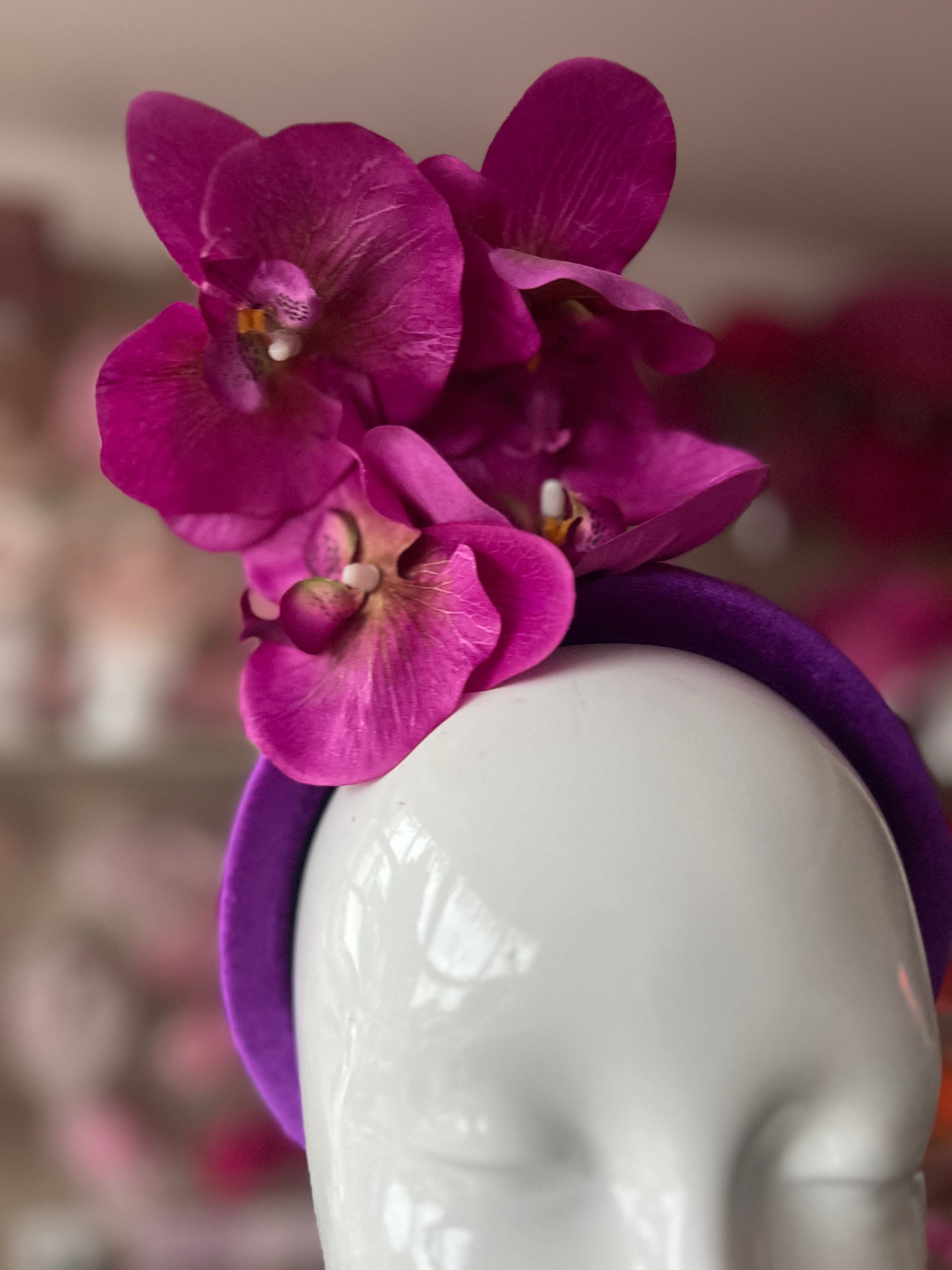 Purple Orchid Flower Chunky Headband Fascinator-Fascinators Direct